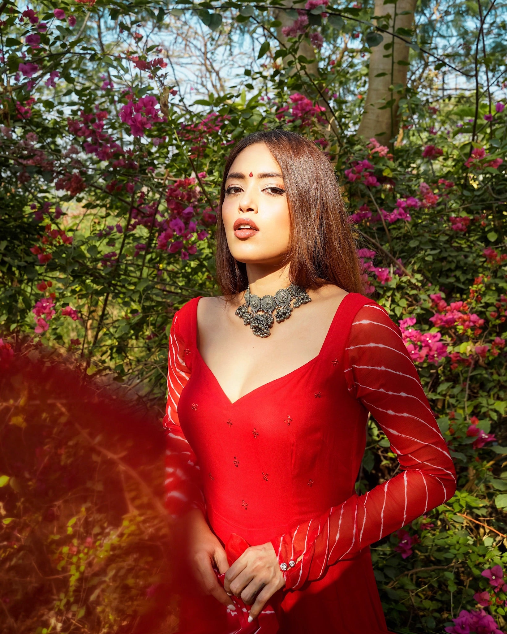 Gorgeous Red Frill Suit Set