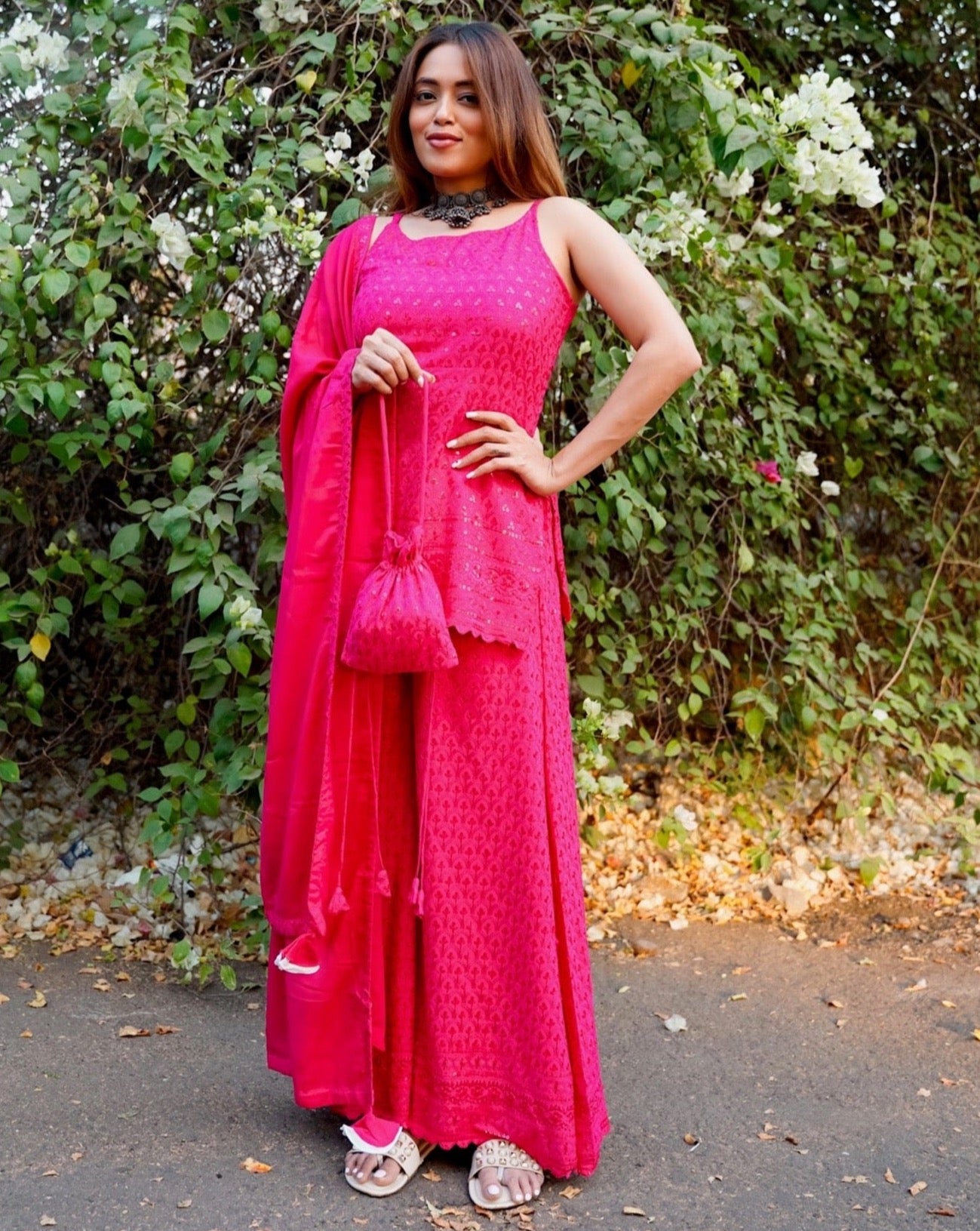 Gulabo Pink Chikankari suit