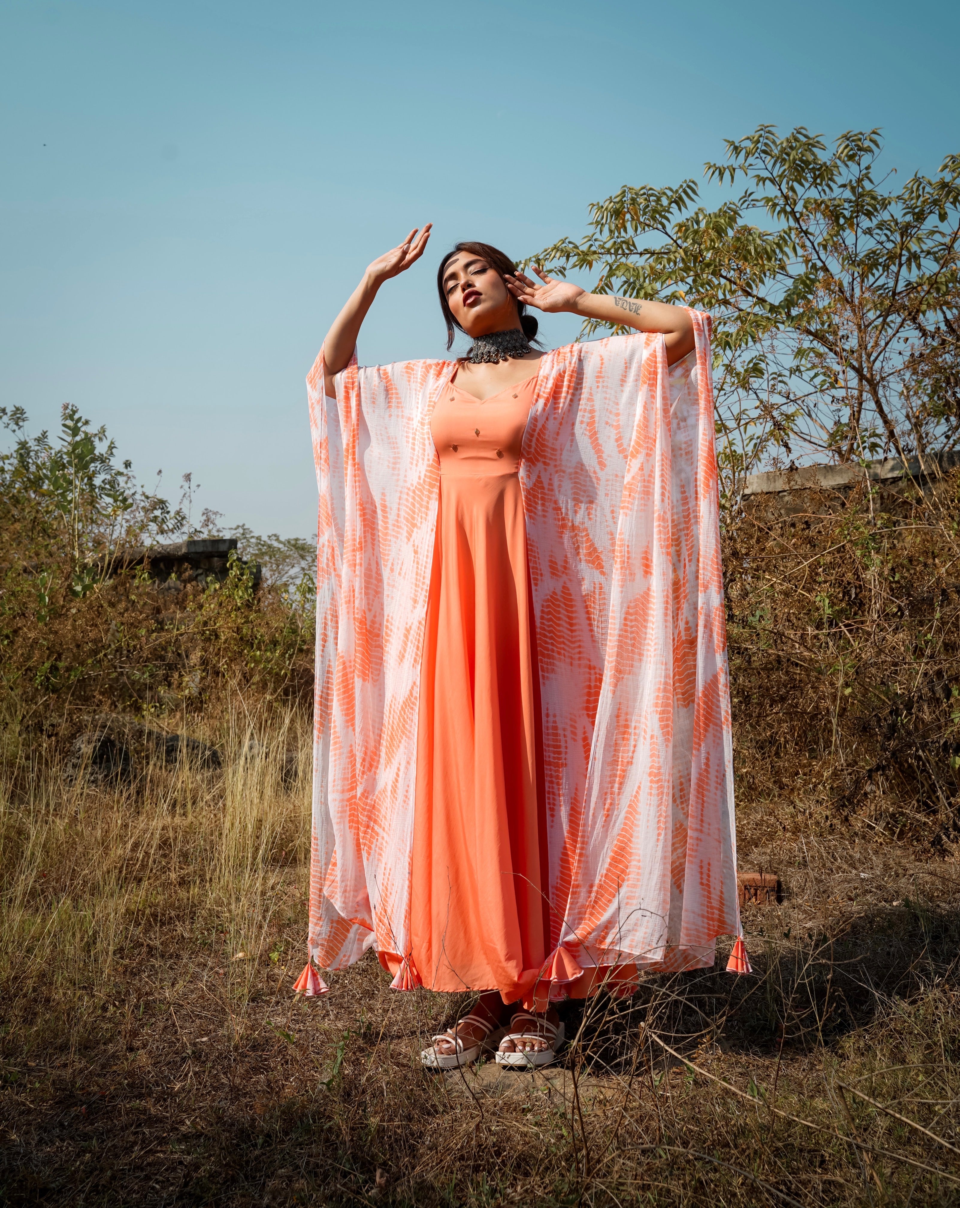 Wisteria Peach Tie Dye Kaftan