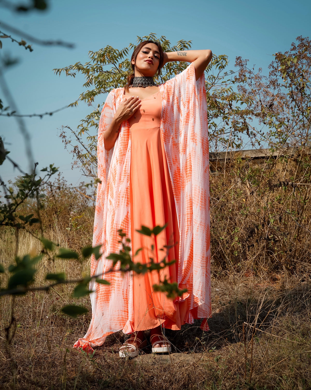 Wisteria Peach Tie Dye Kaftan