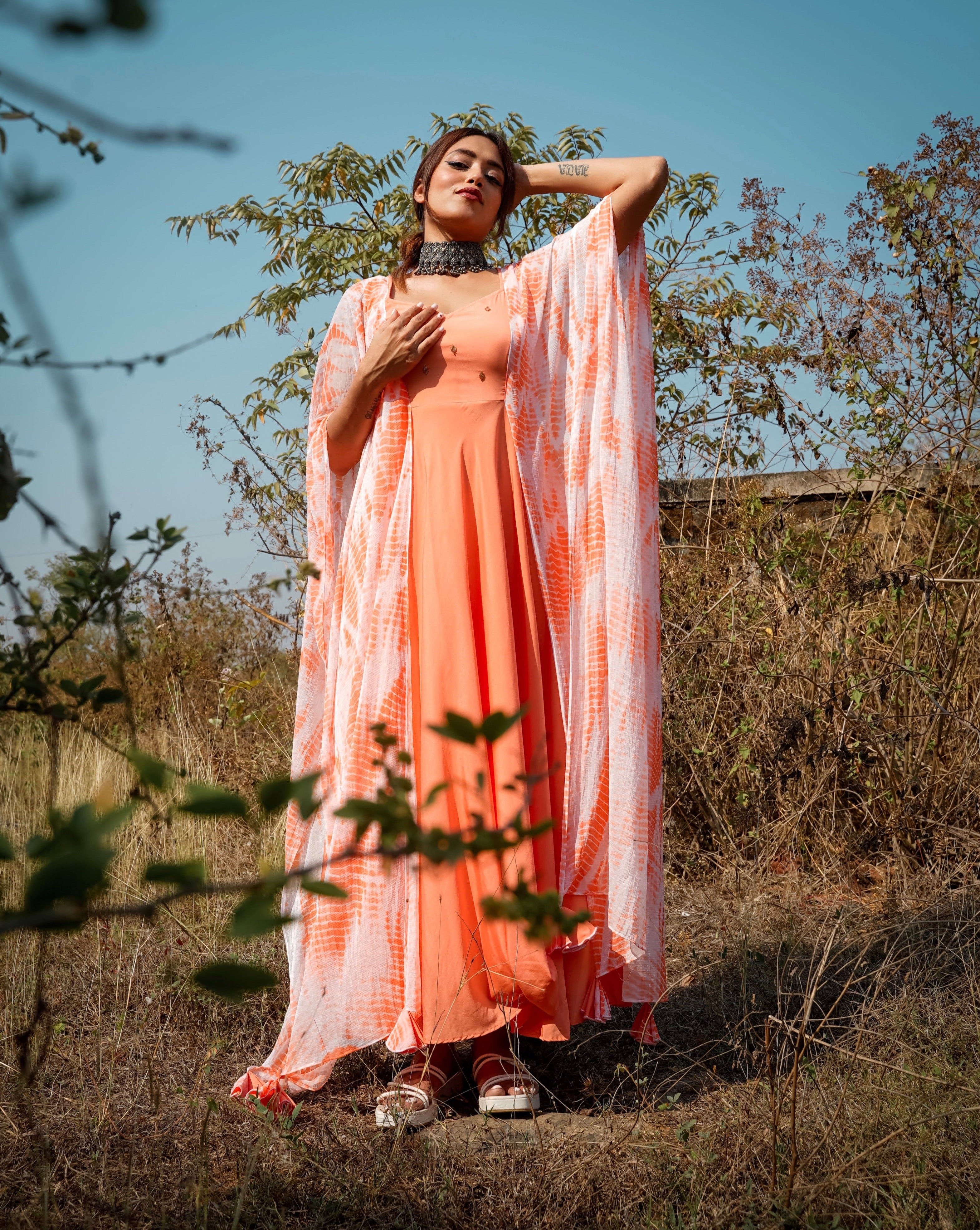 Wisteria Peach Tie Dye Kaftan