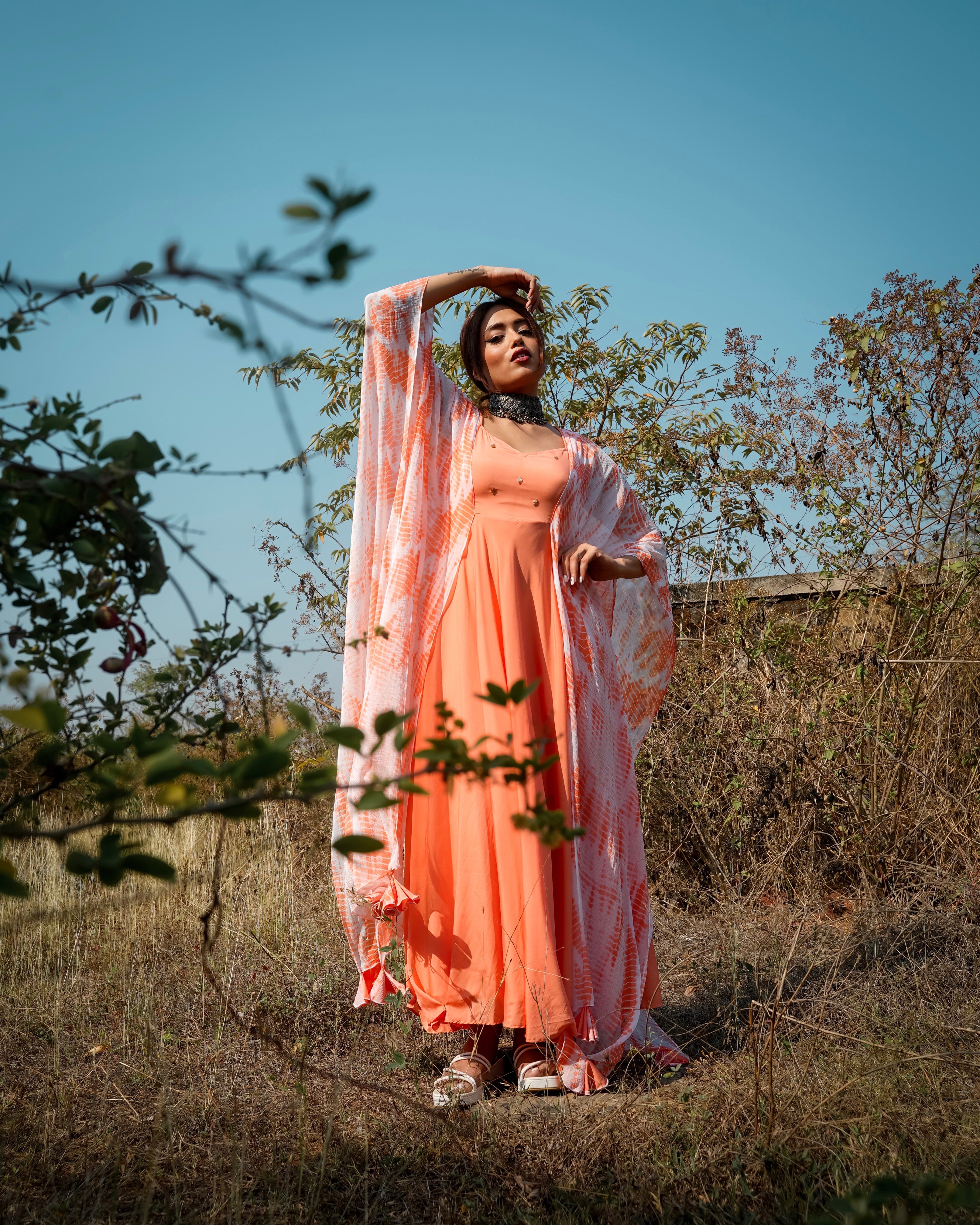 Wisteria Peach Tie Dye Kaftan