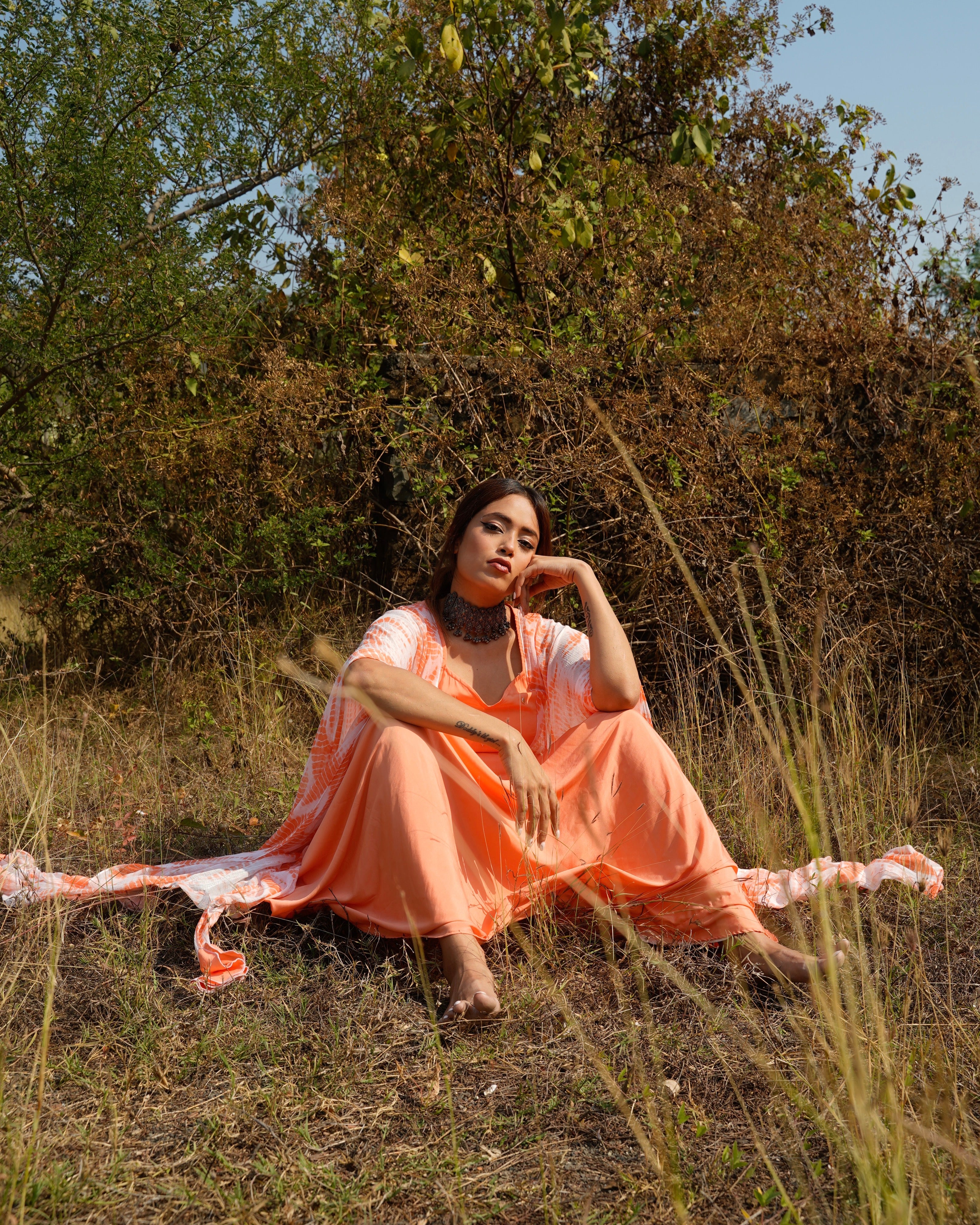 Wisteria Peach Tie Dye Kaftan