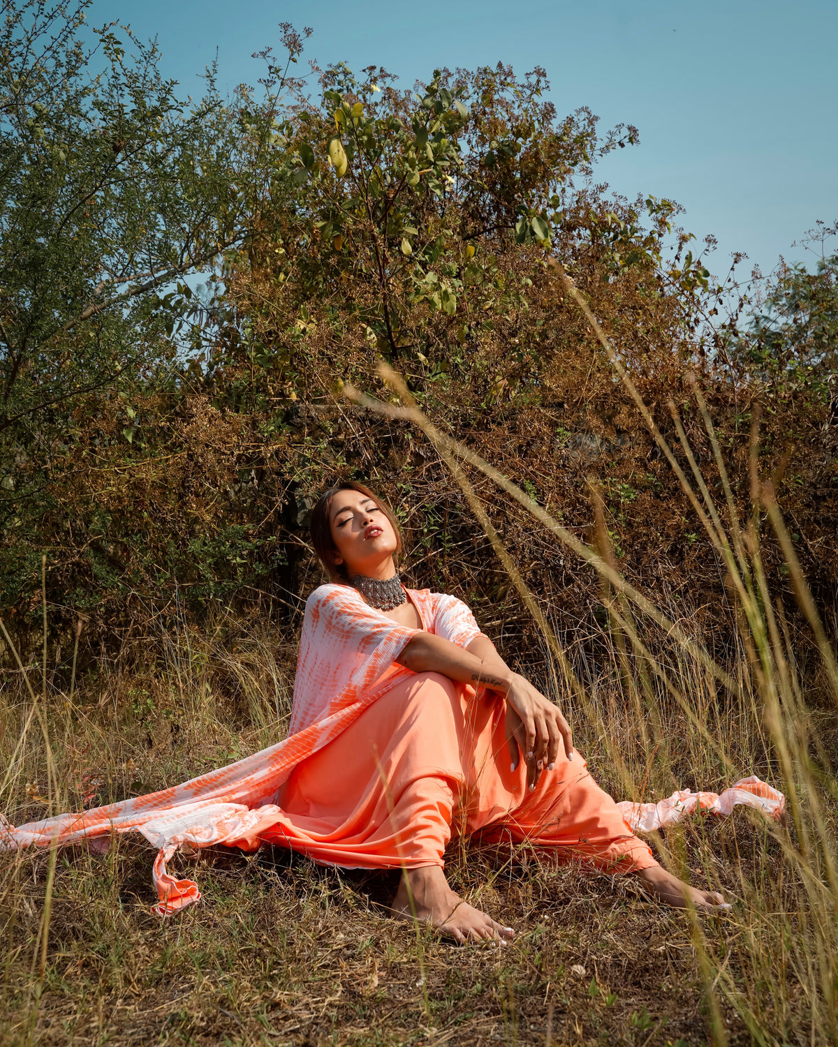 Wisteria Peach Tie Dye Kaftan