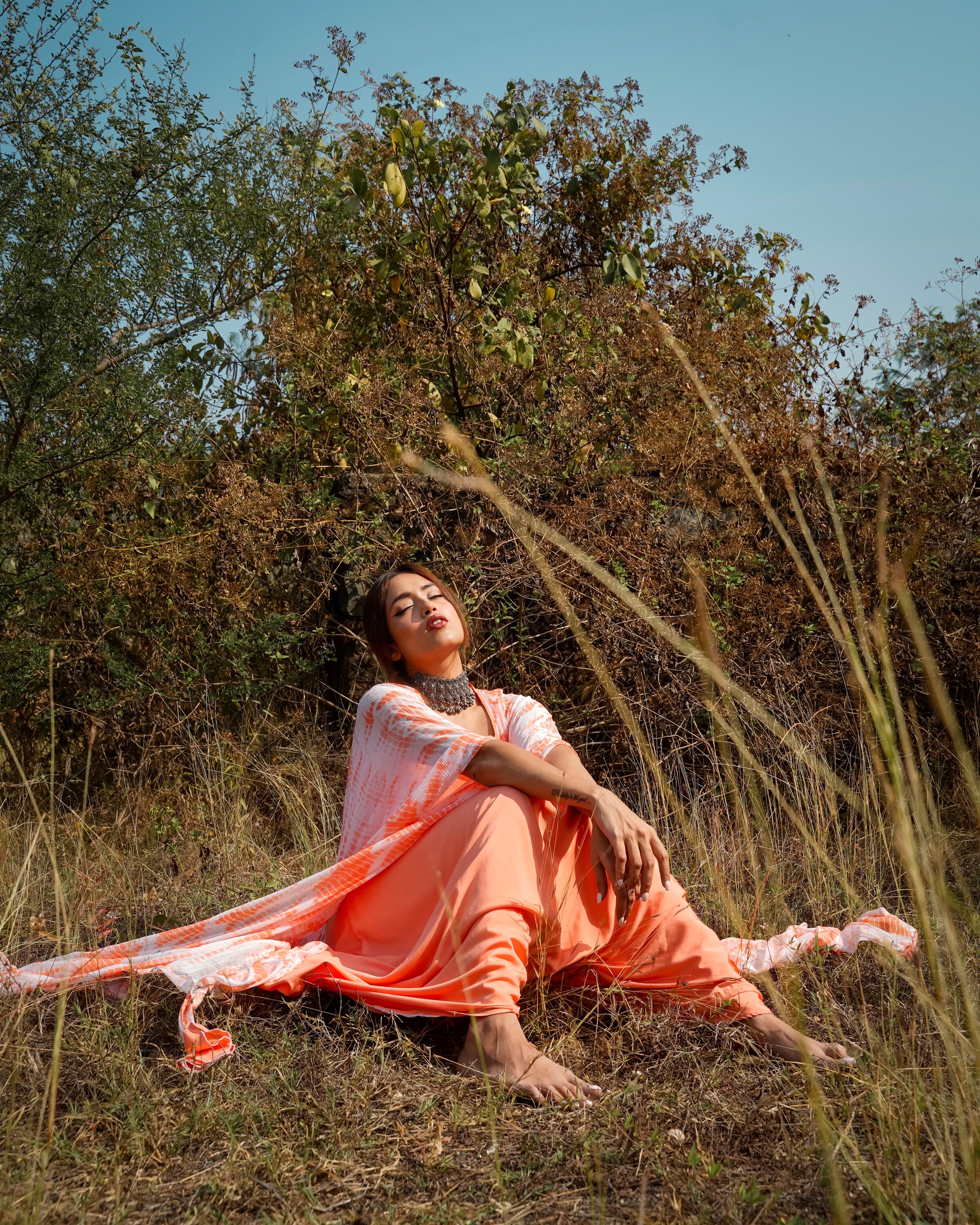 Wisteria Peach Tie Dye Kaftan