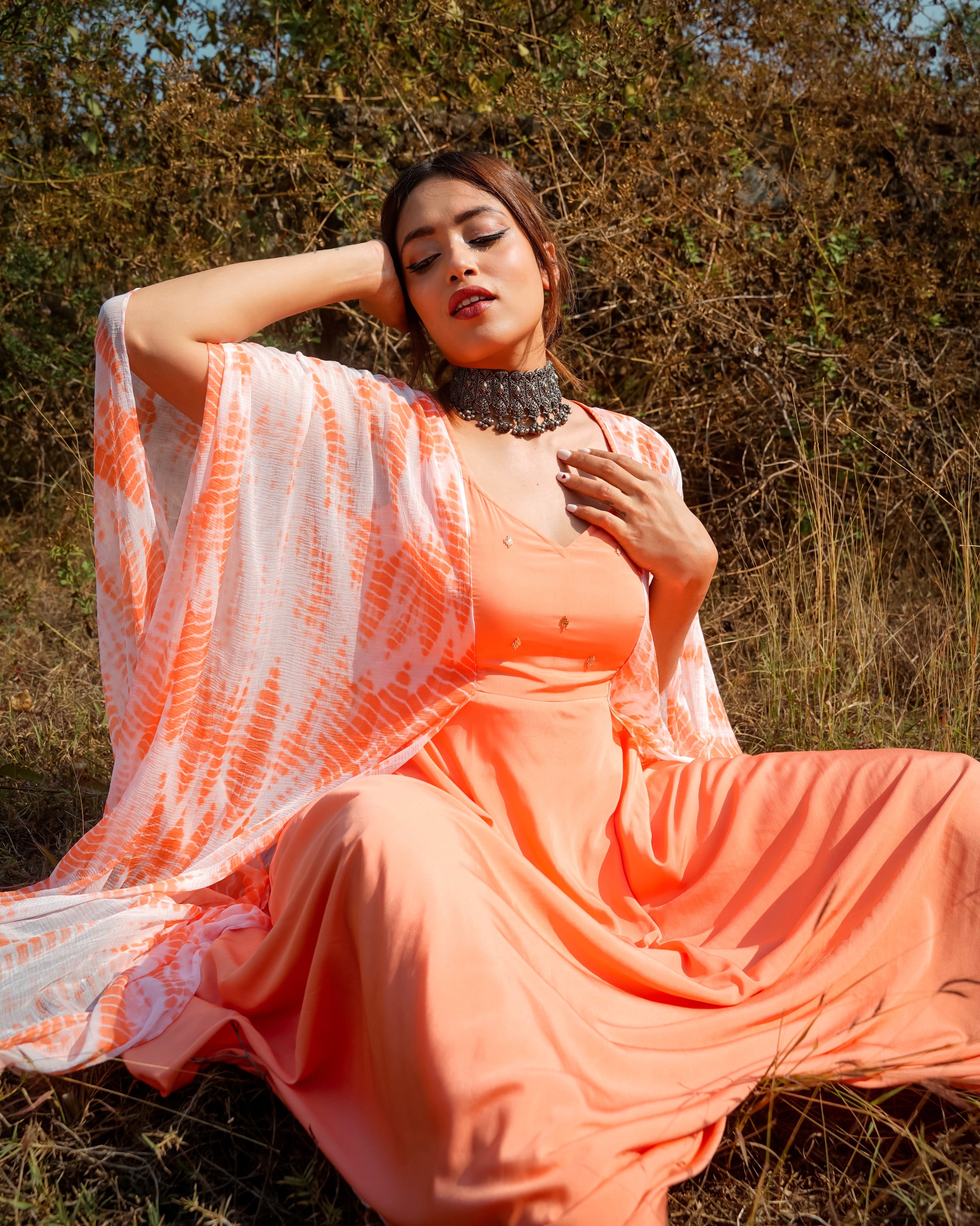 Wisteria Peach Tie Dye Kaftan