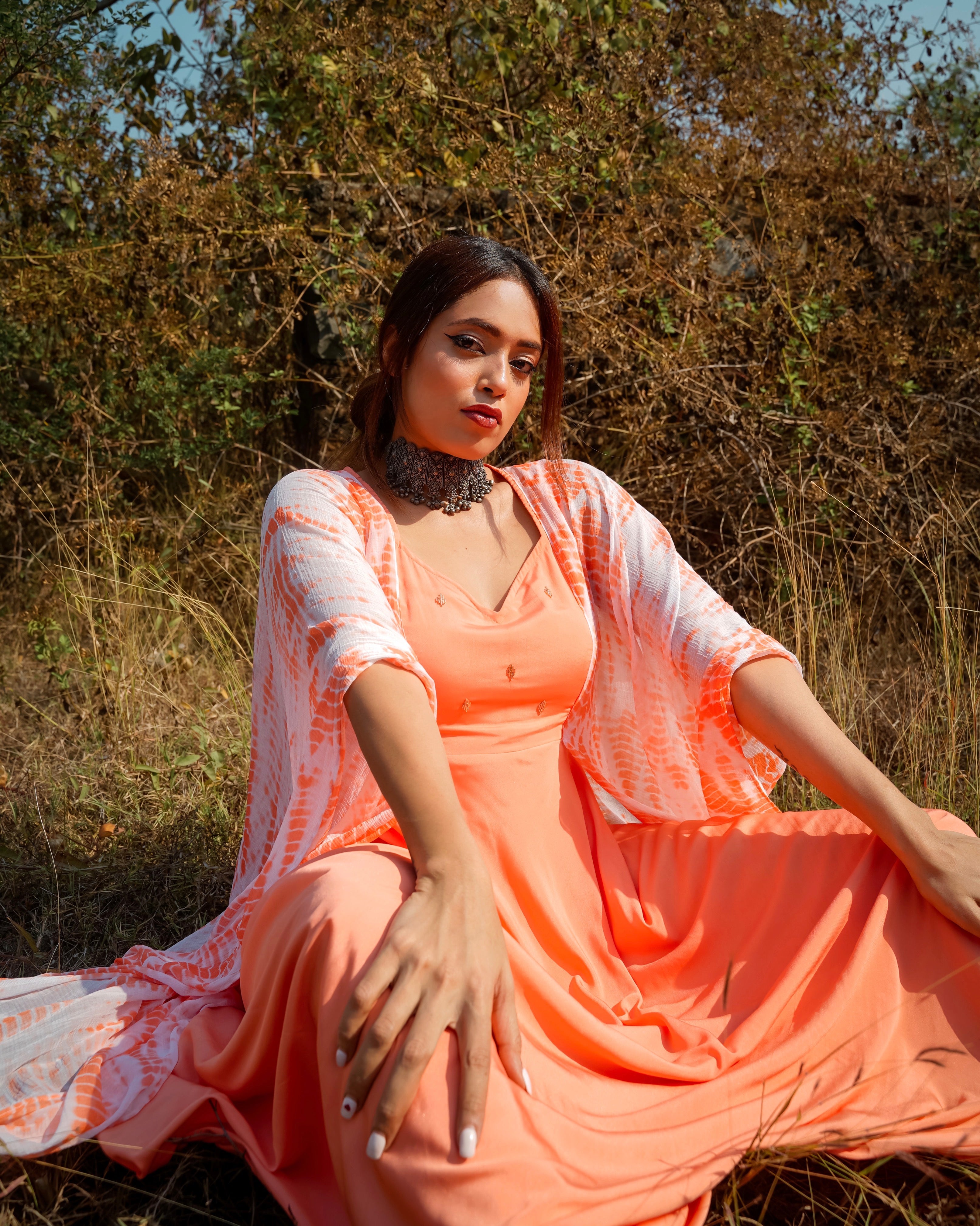 Wisteria Peach Tie Dye Kaftan