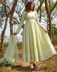 Pista Green Chikankari Suit Set
