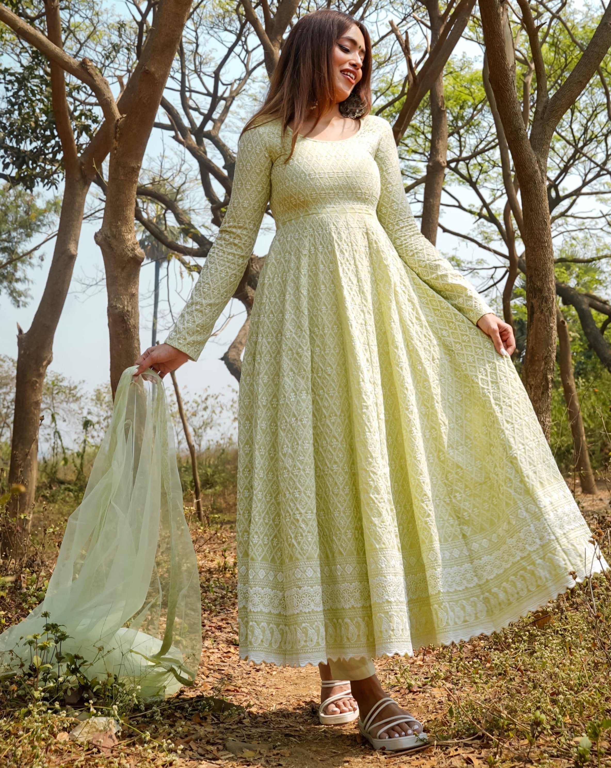 Pista Green Chikankari Suit Set