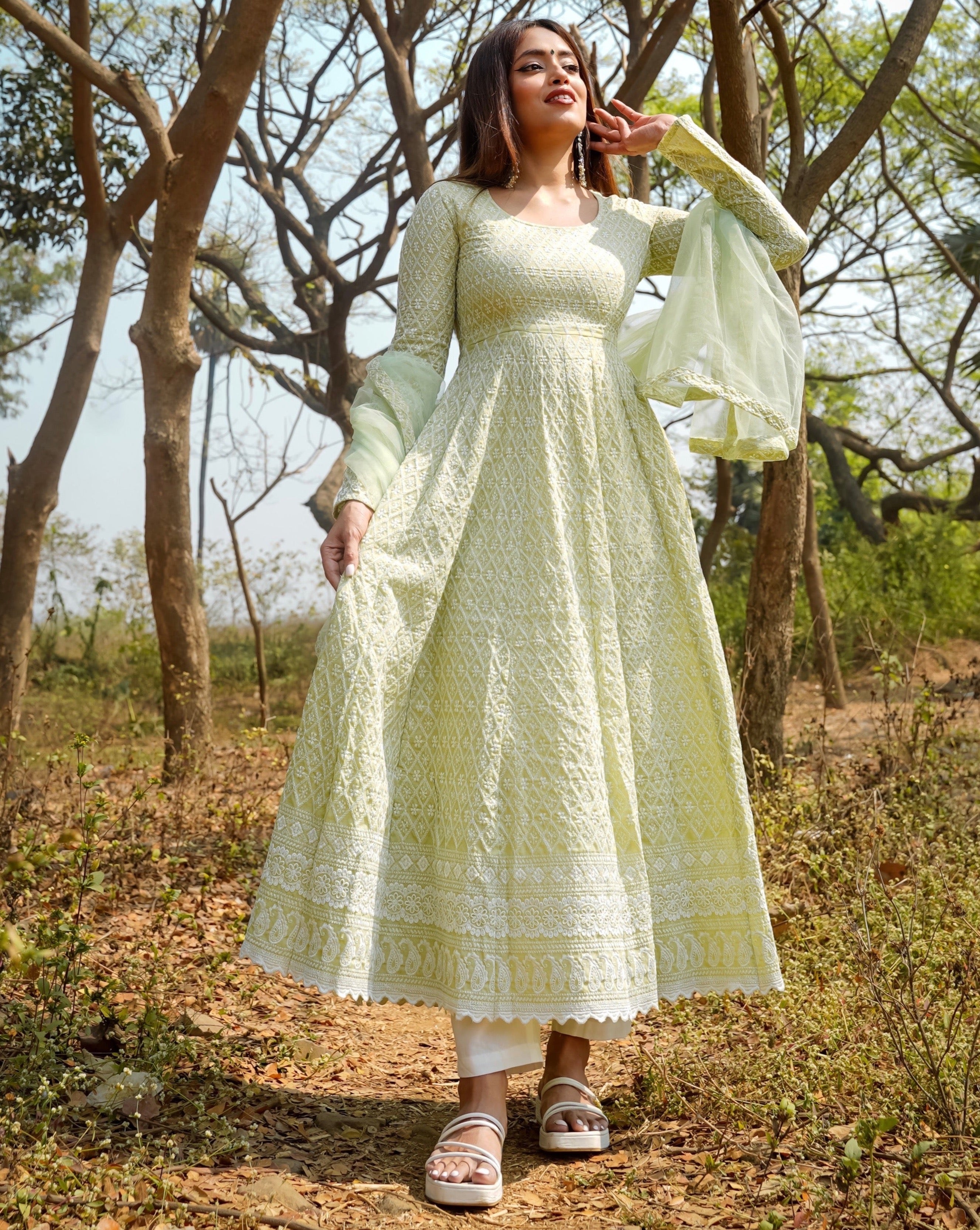 Pista Green Chikankari Suit Set
