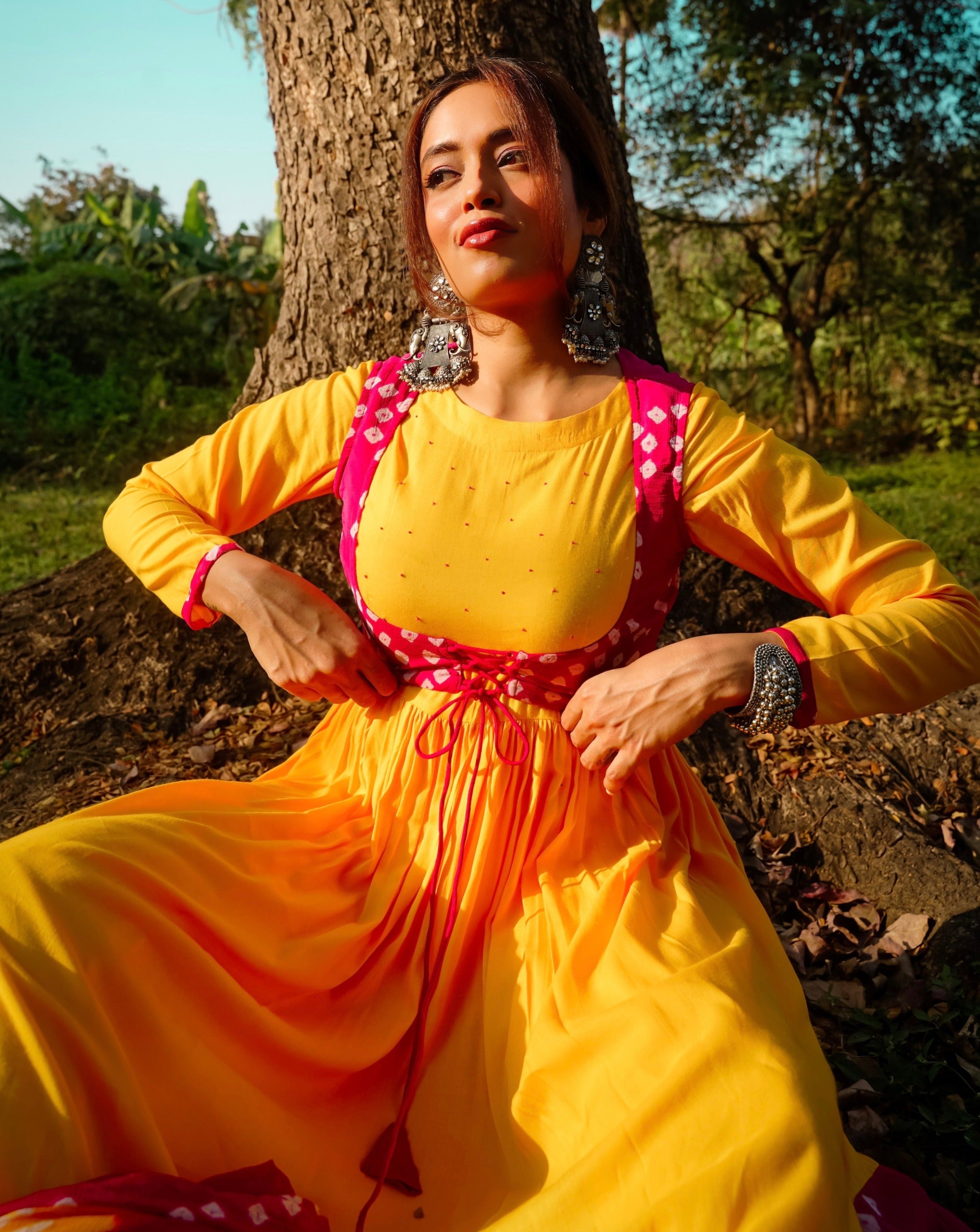 Rani Yellow Bandhej Suit Set