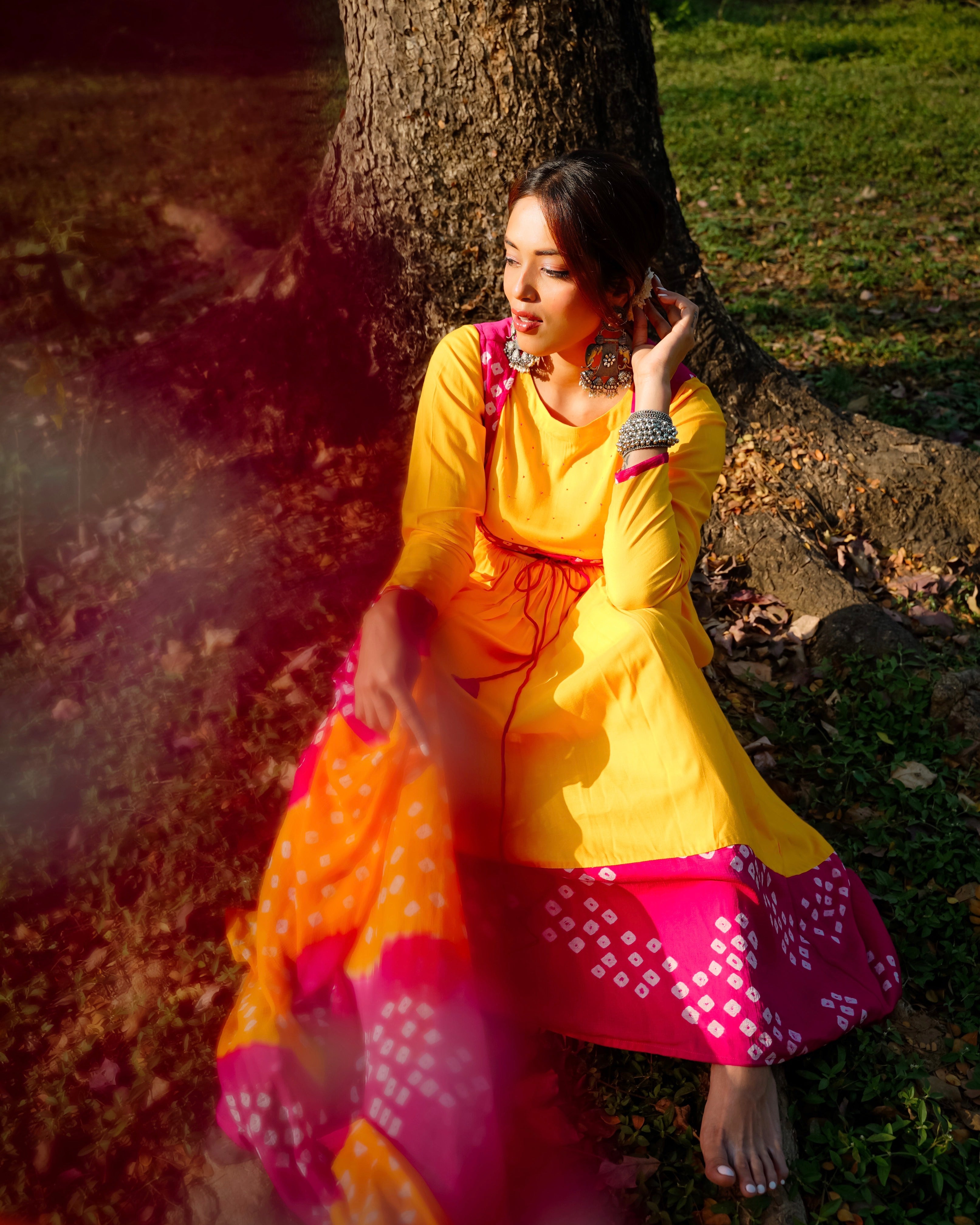 Rani Yellow Bandhej Suit Set