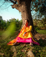 Rani Yellow Bandhej Suit Set