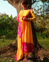 Rani Yellow Bandhej Suit Set