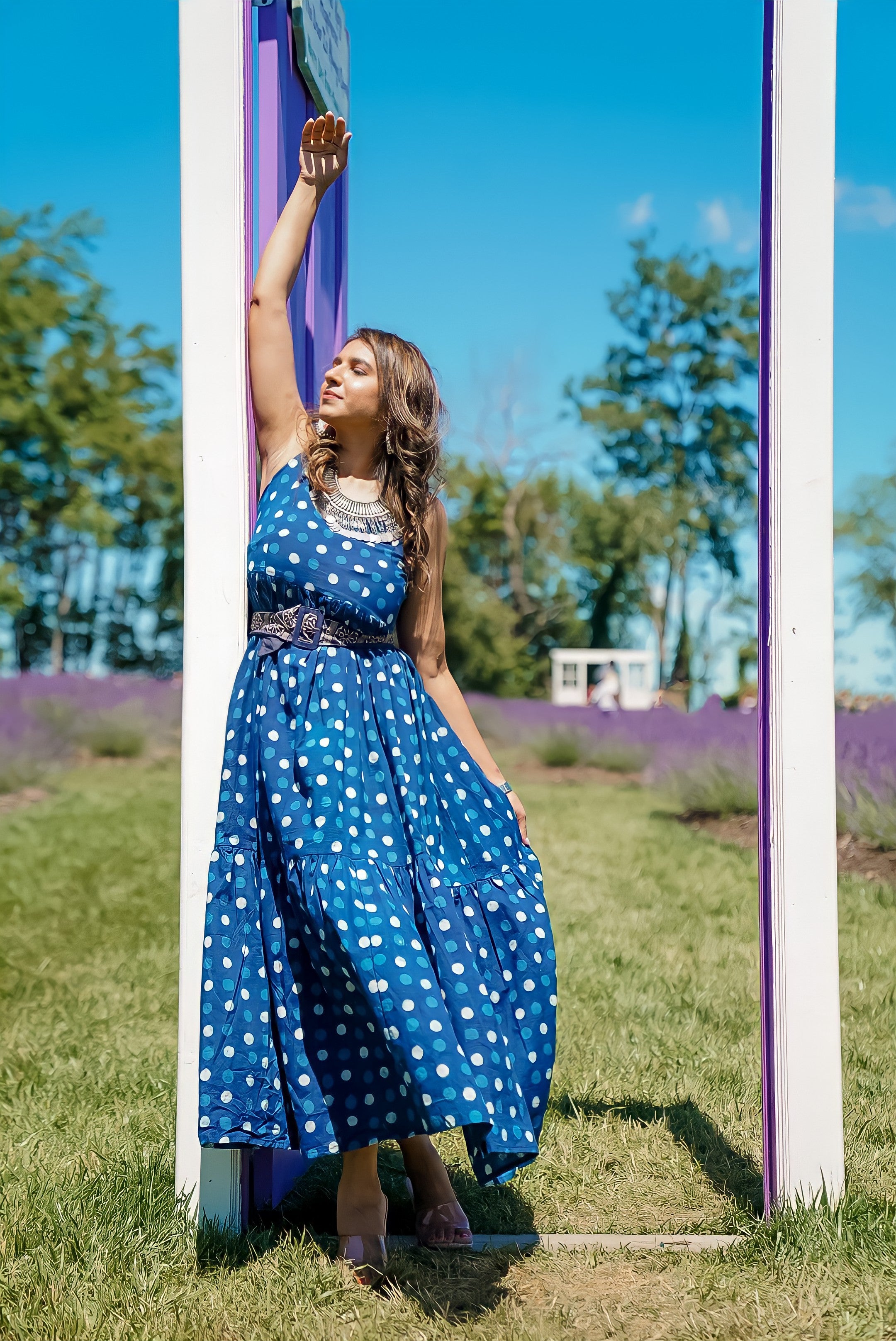 Yale Blue Polka Dot Dress