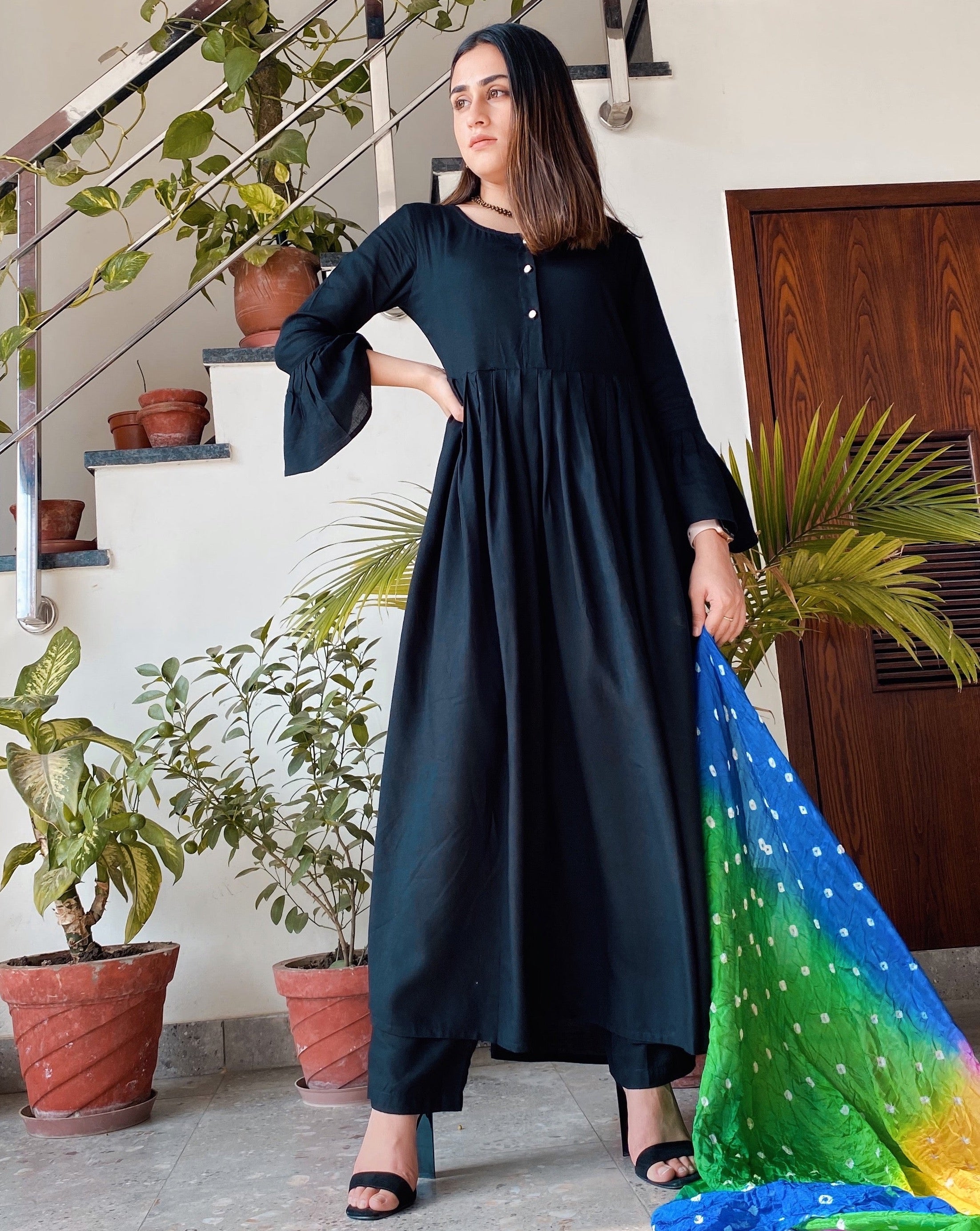 Black Dobby Suit Set