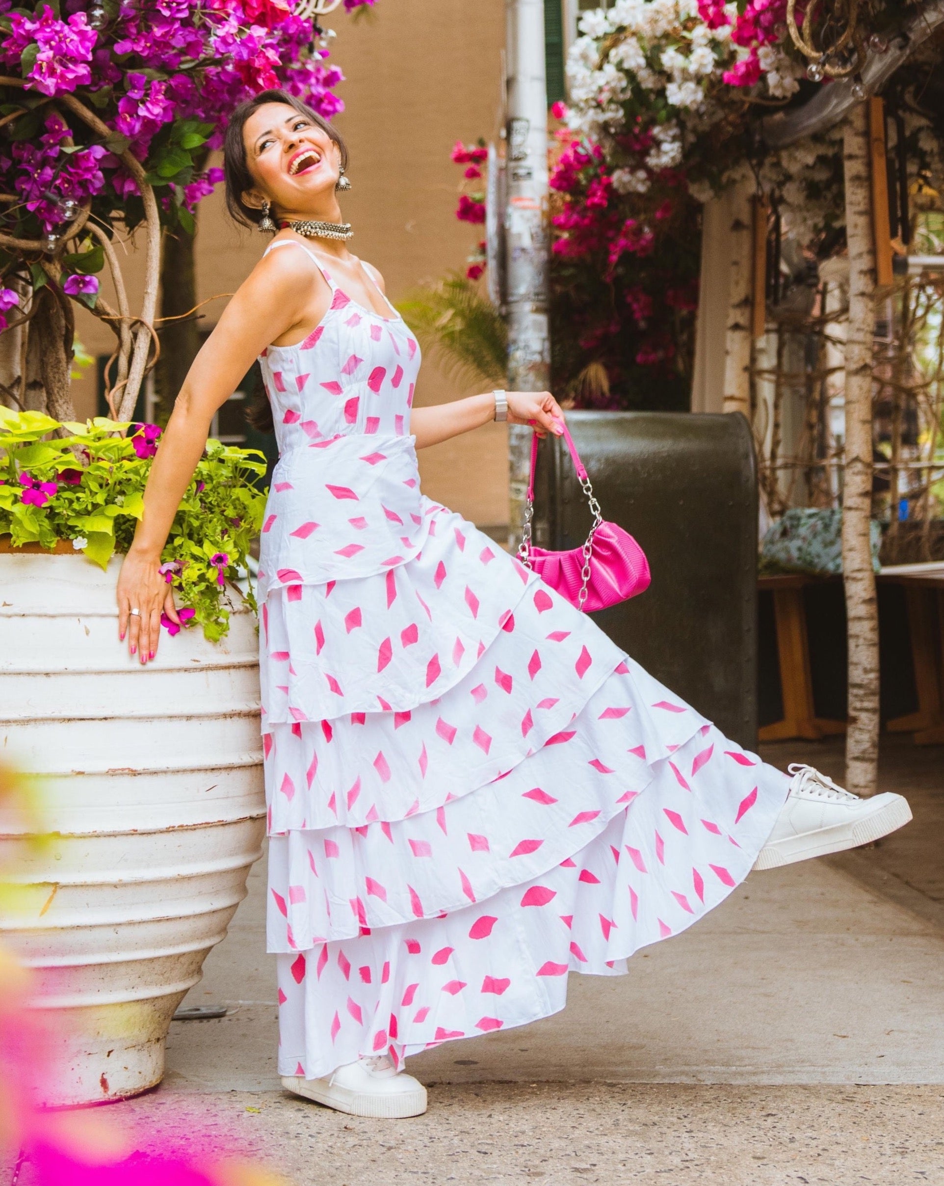 Siena White Cotton Floral Dress