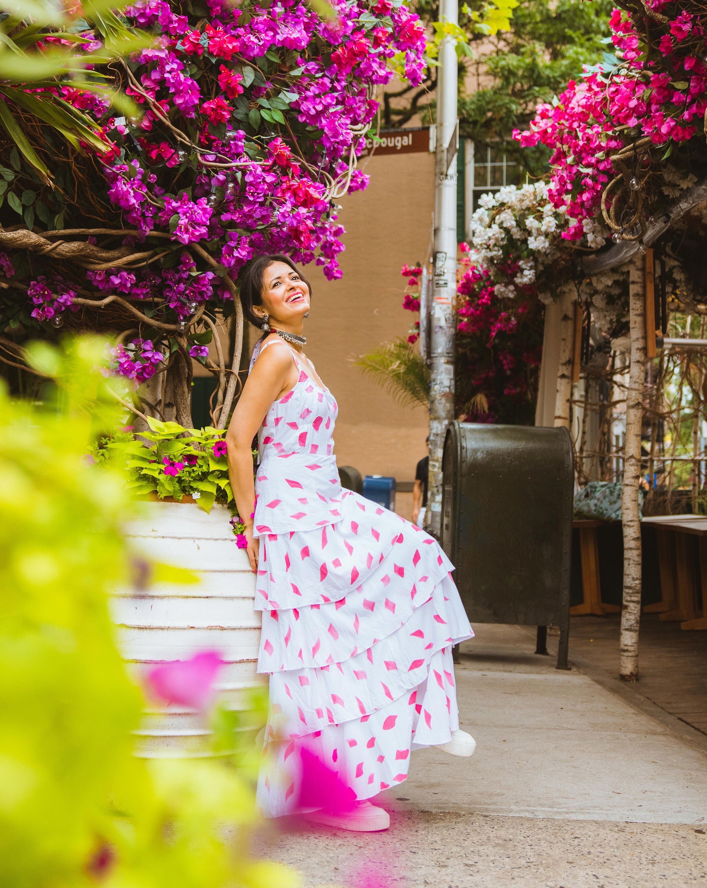 Siena White Cotton Floral Dress