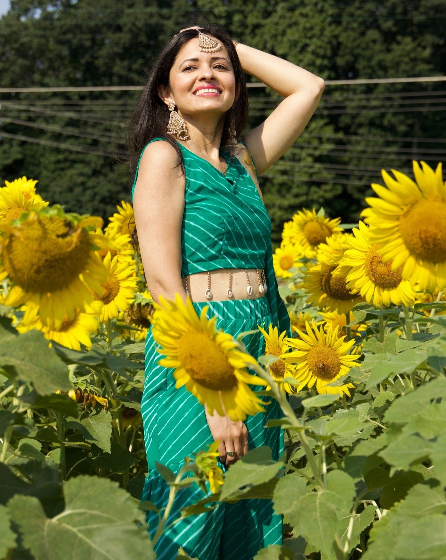 Hawk Green Sharara Set