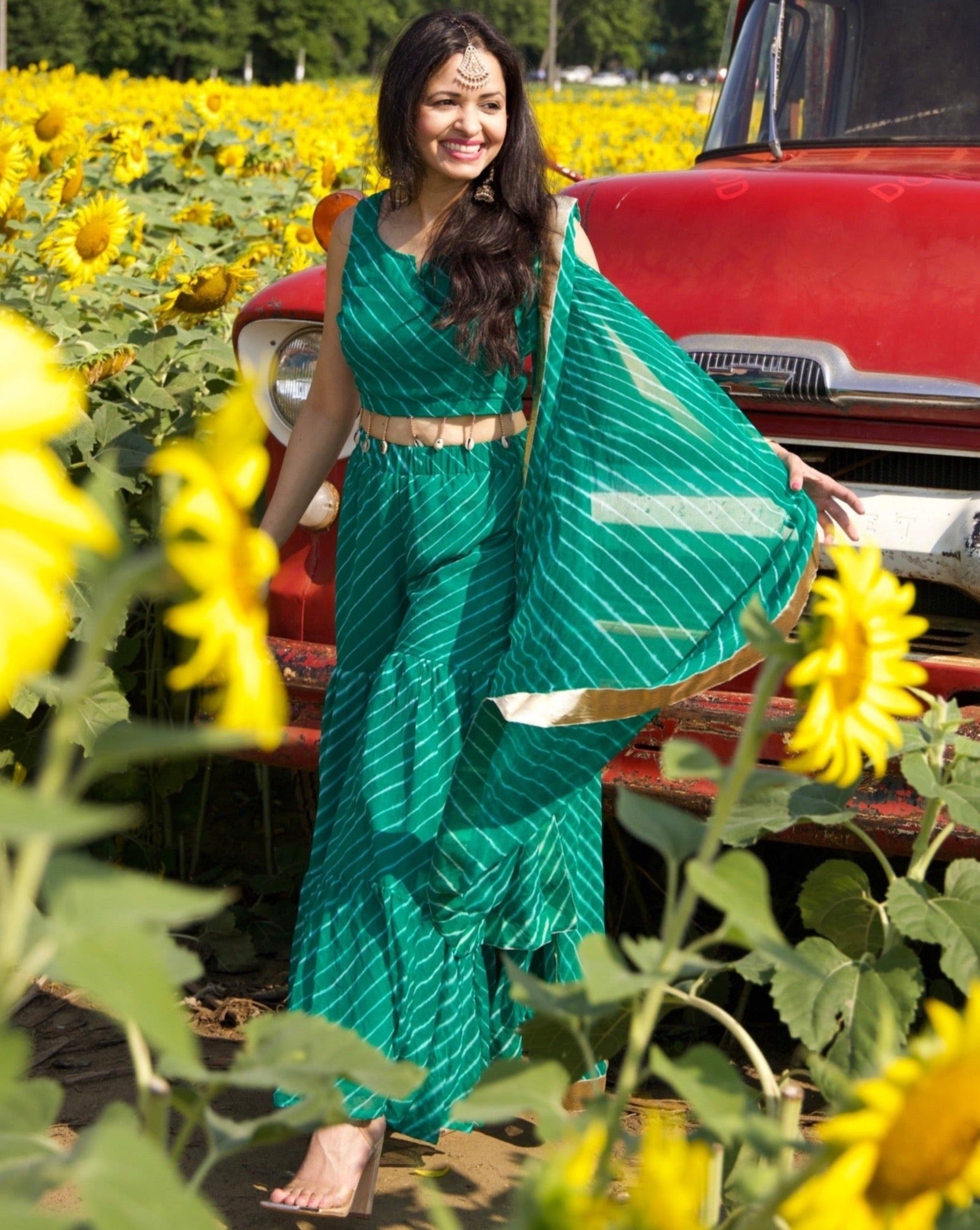 Hawk Green Sharara Set