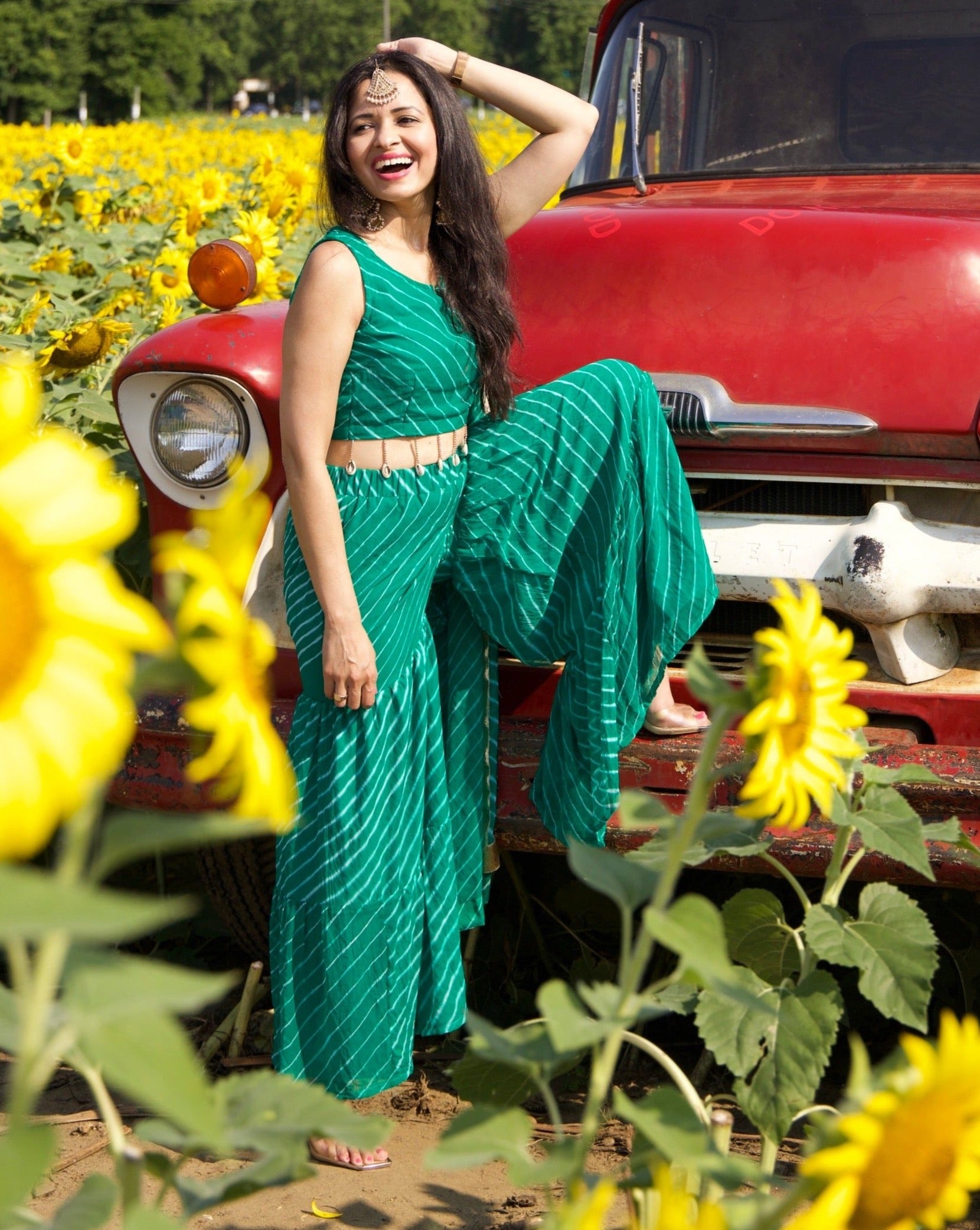 Hawk Green Sharara Set