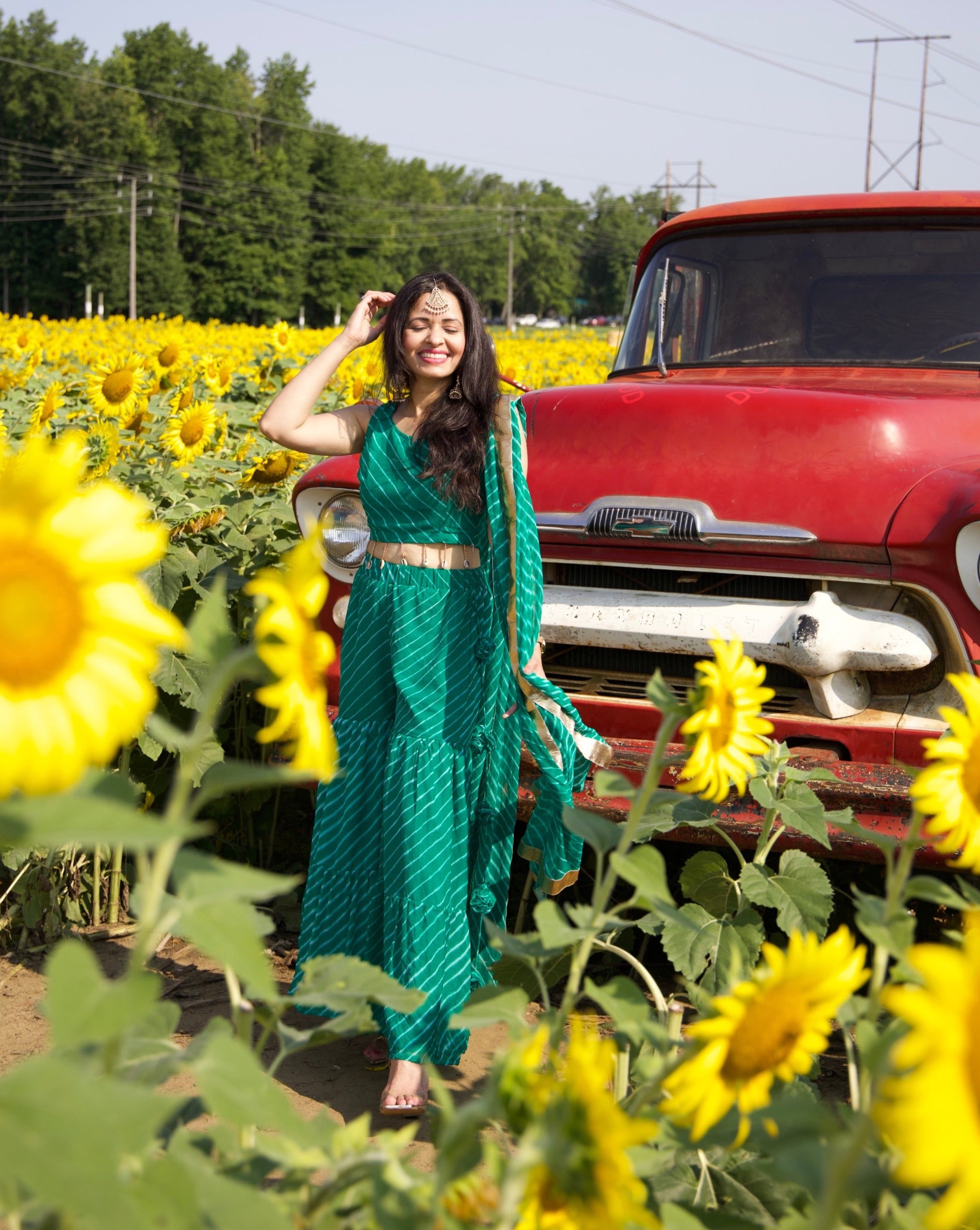 Hawk Green Sharara Set