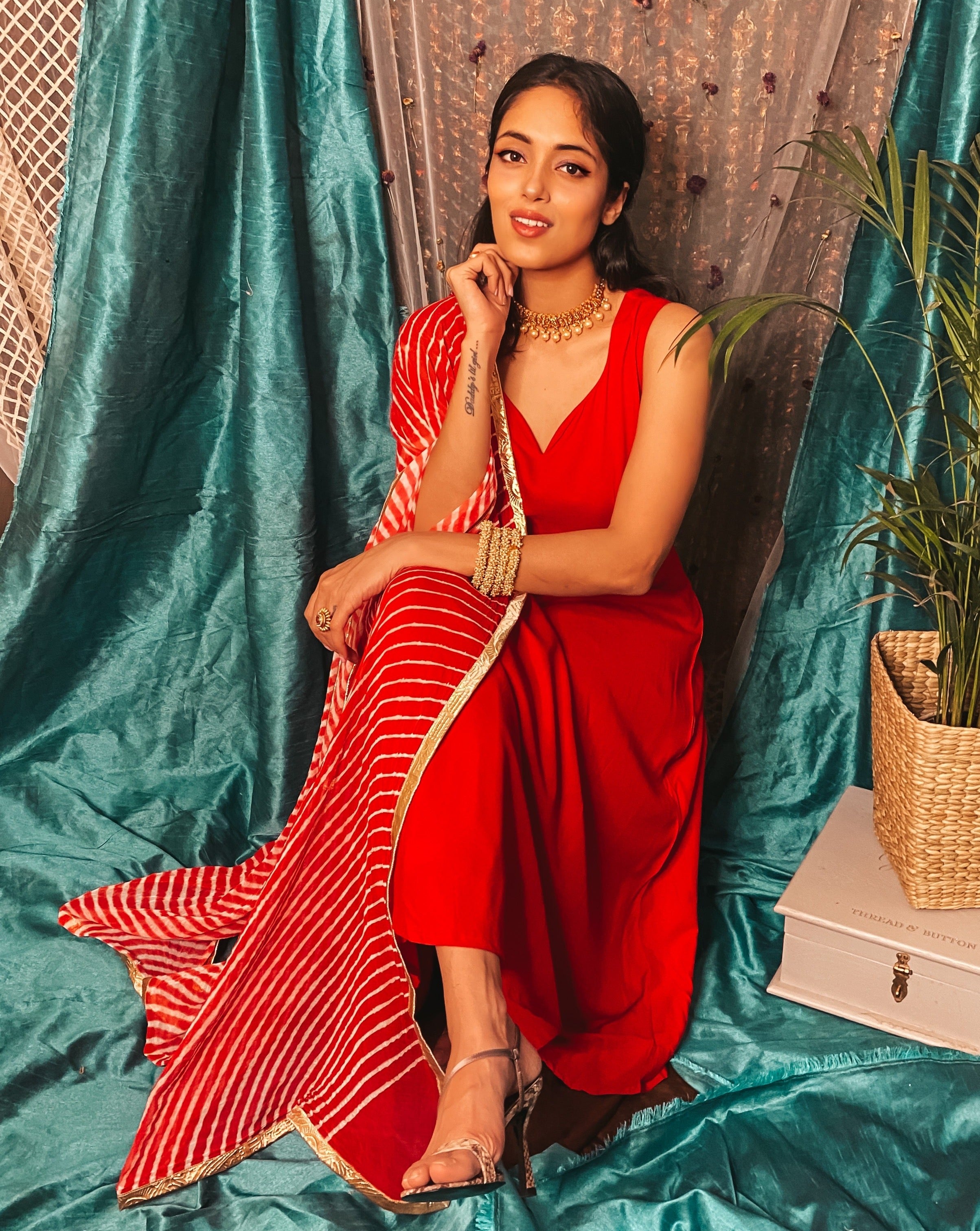 Lipstick Red Suit Set