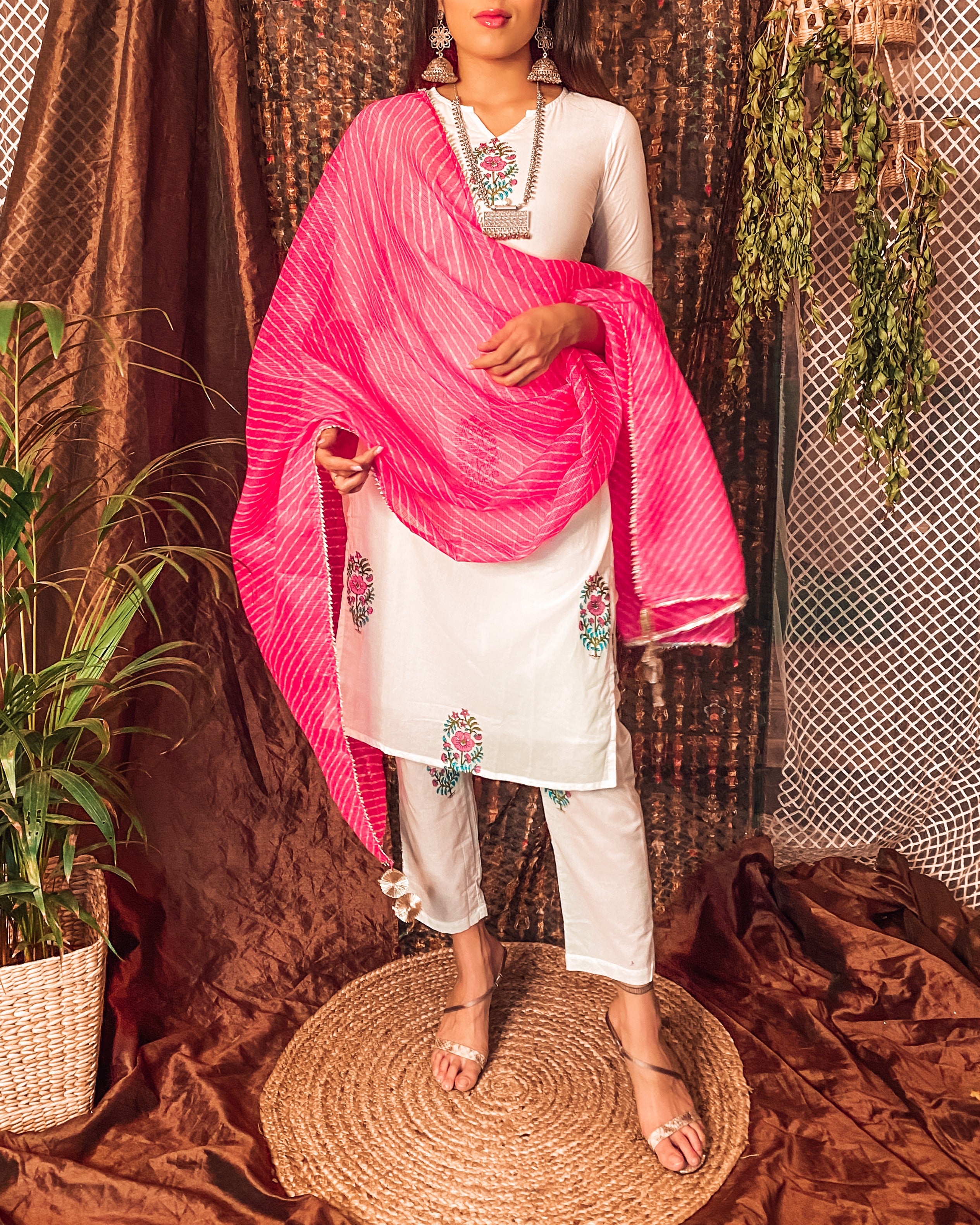 Cotton white suit set