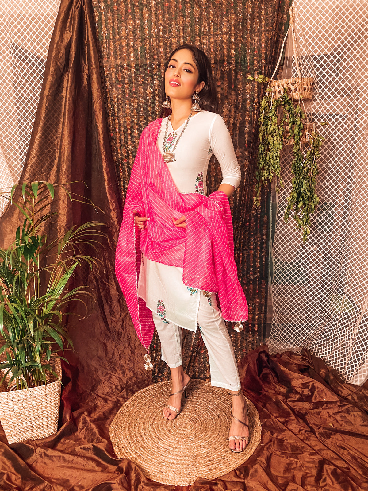 Cotton white suit set
