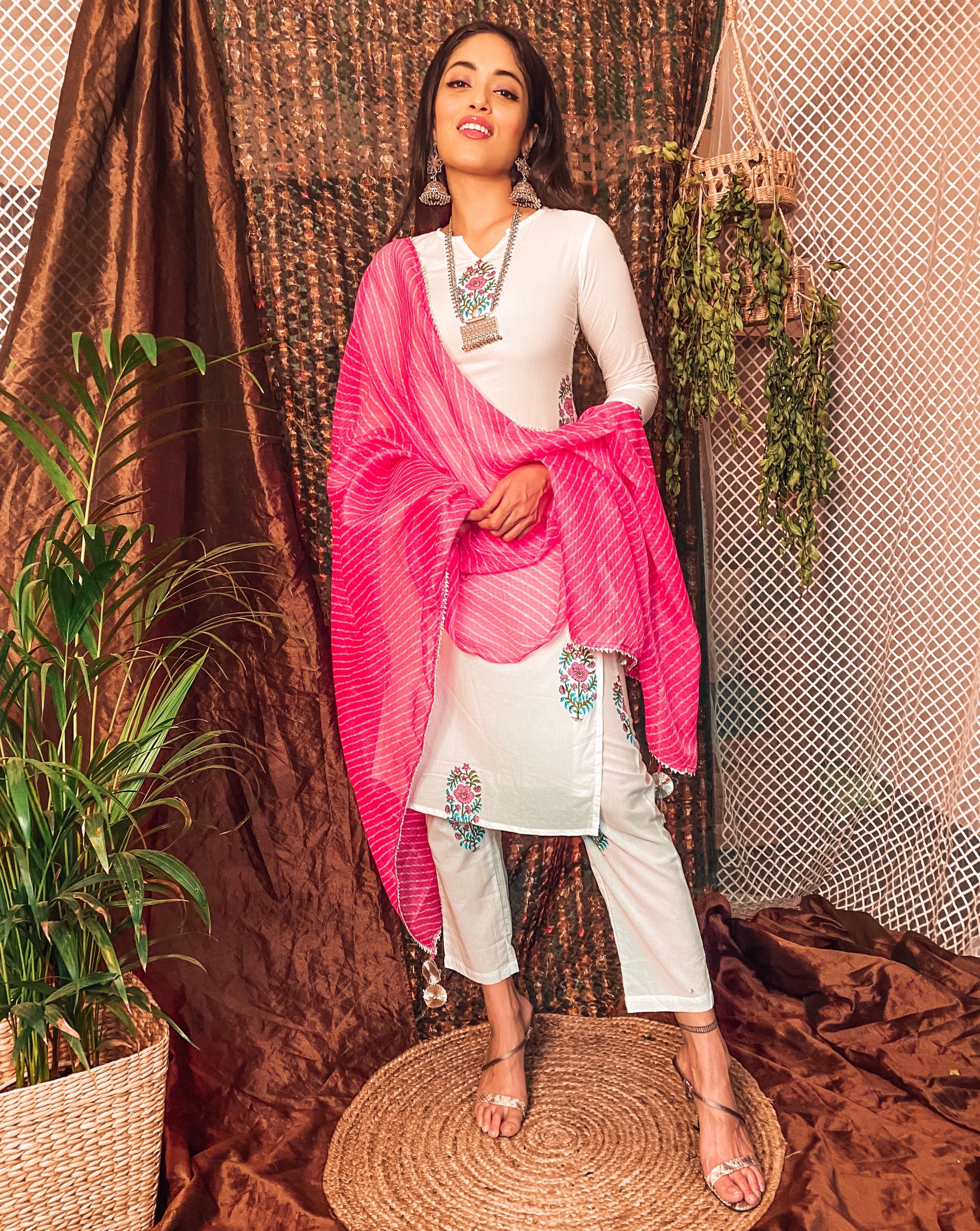 Cotton white suit set