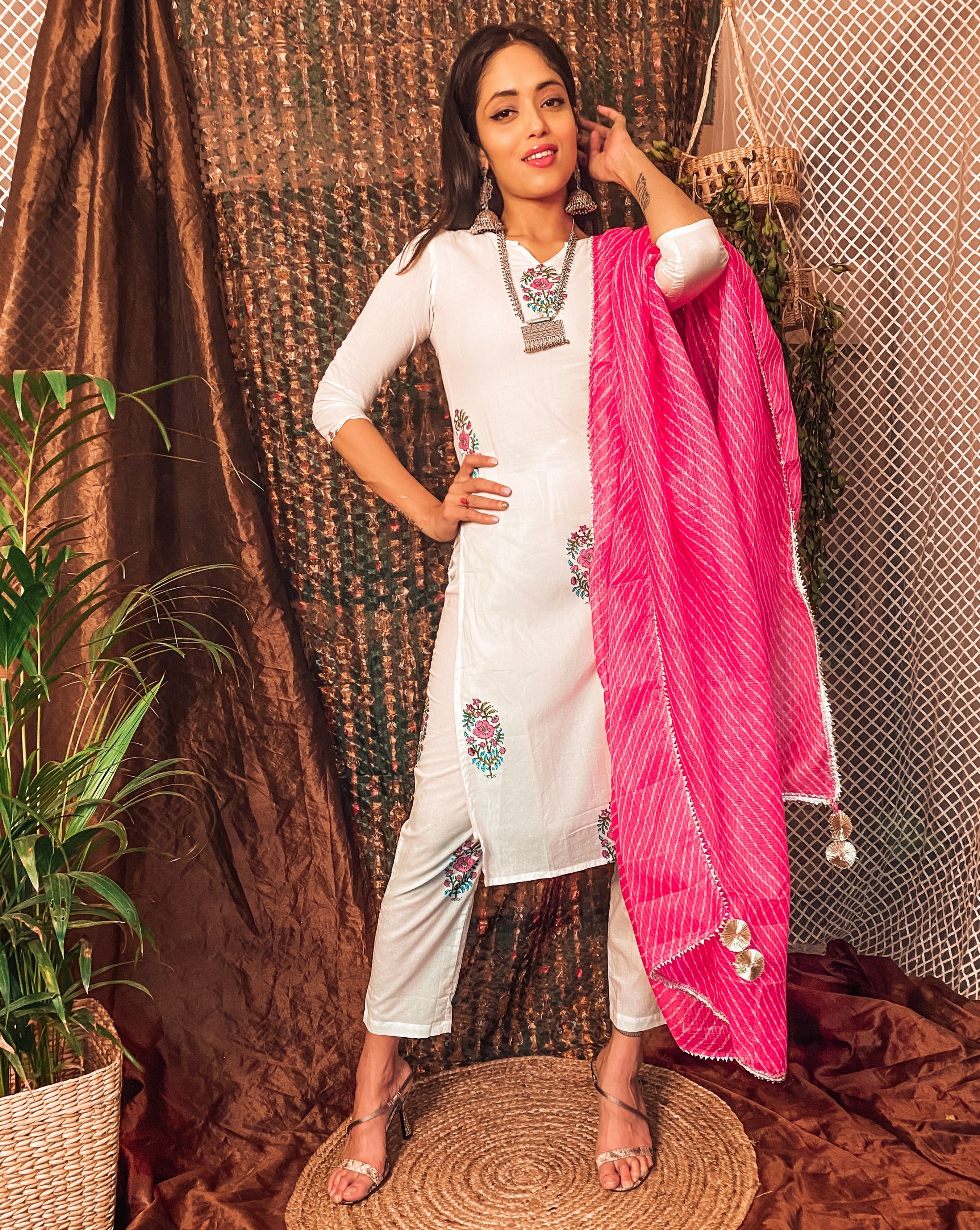 Cotton white suit set