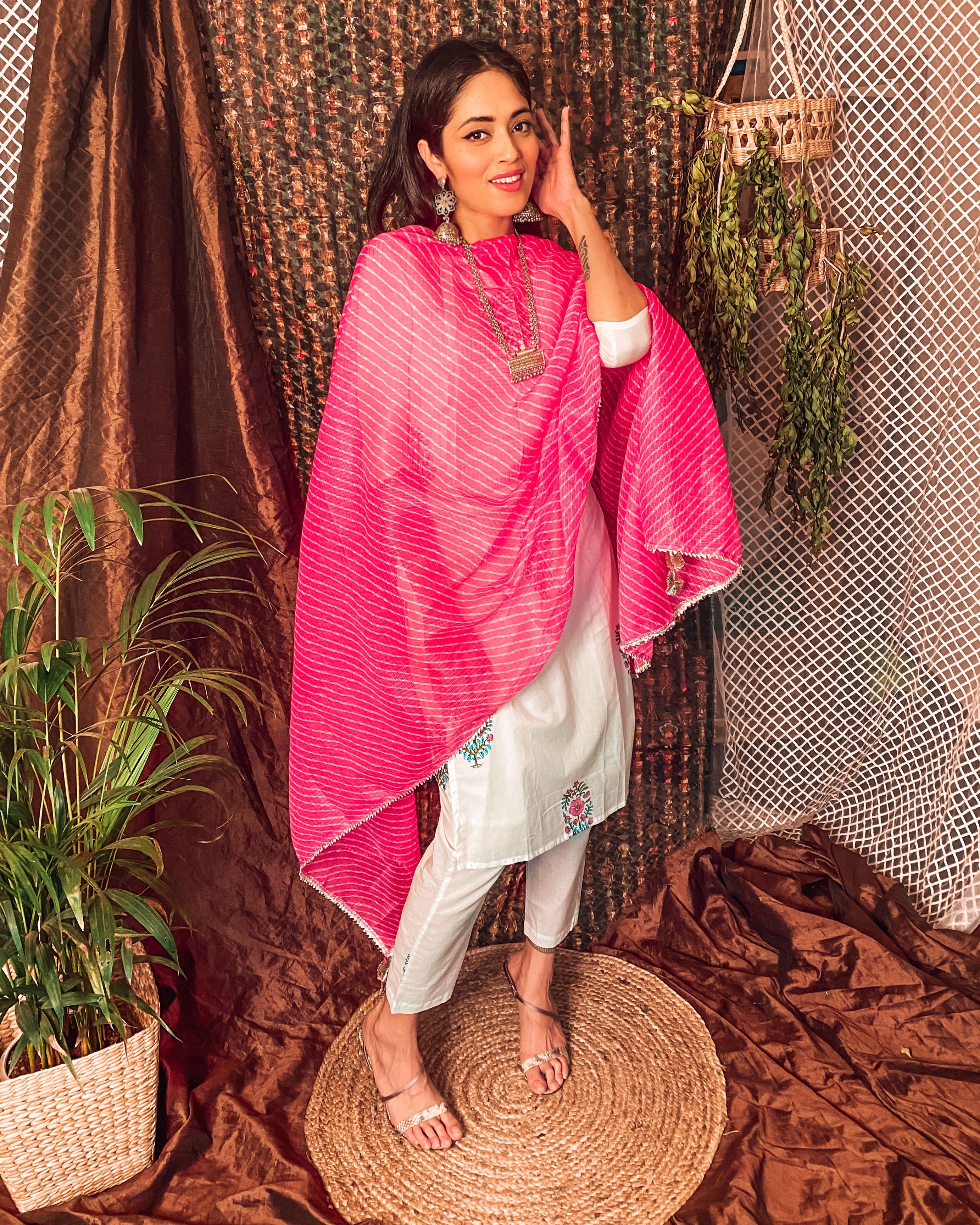 Cotton white suit set