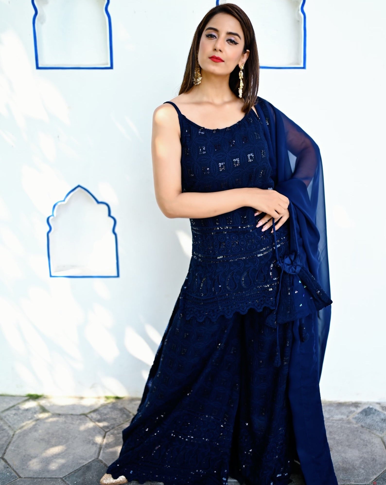 Navy Blue chikankari Suit Set