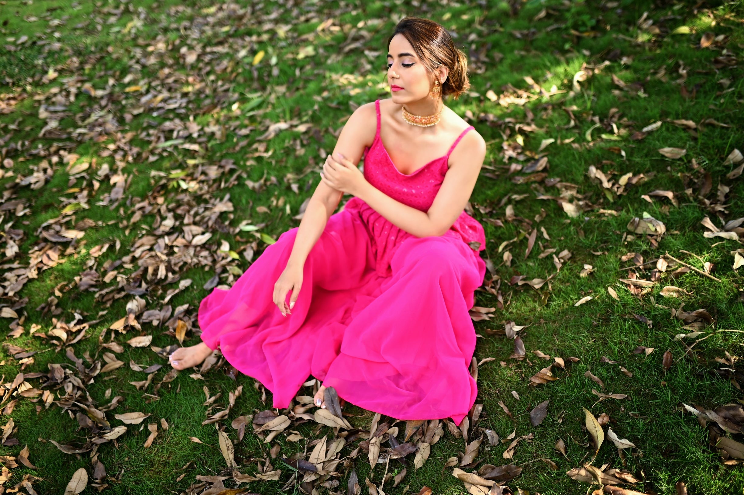 Maharani Pink Chikankari Fusion Set