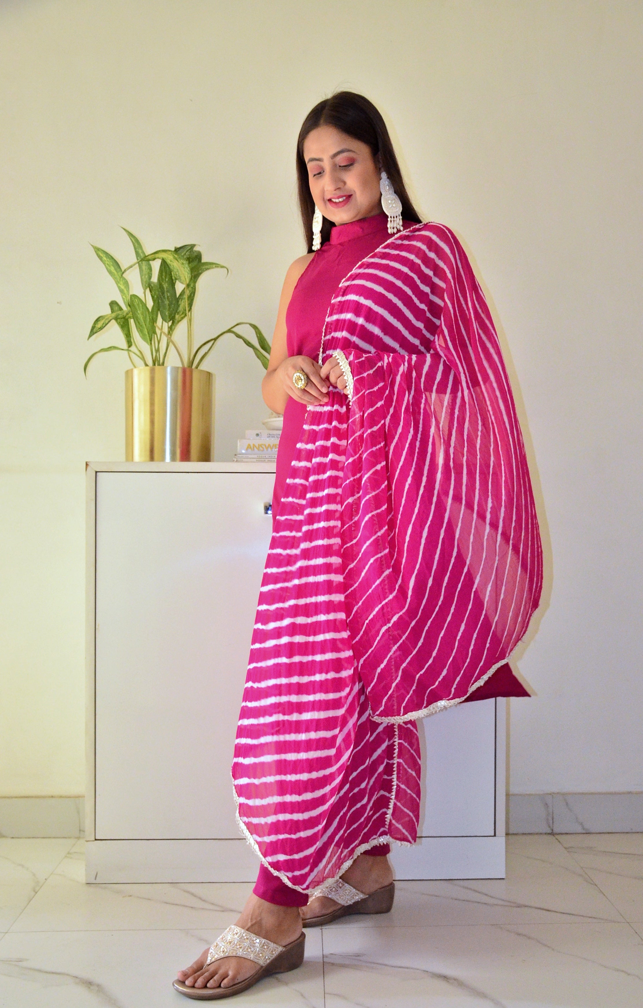 Wine High Neck Suit Set