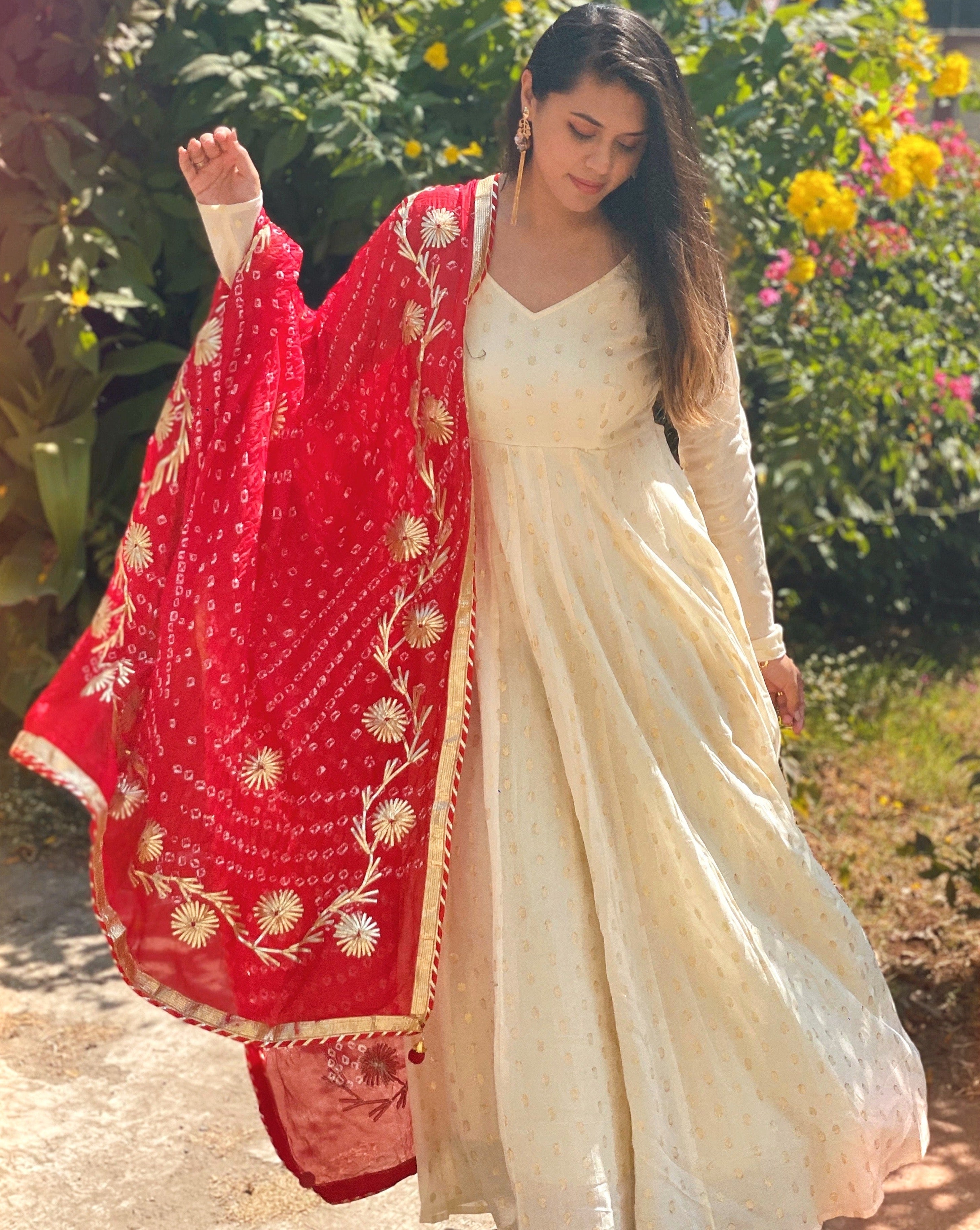 White Whale Long Anarkali Suit Set