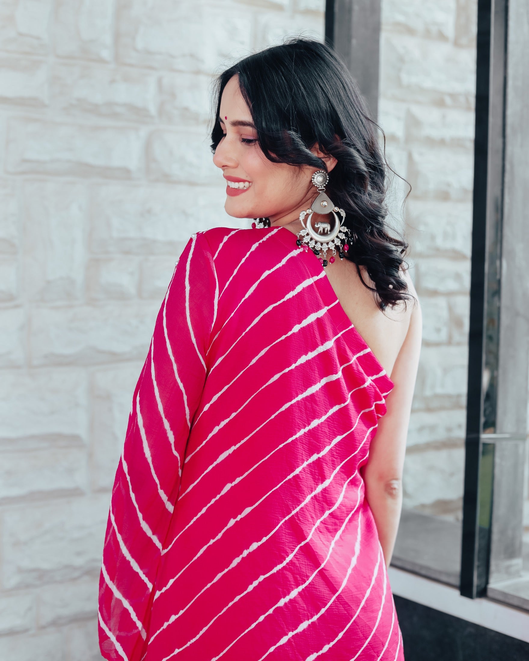 Elia Pink One Shoulder Womens Kurta Set