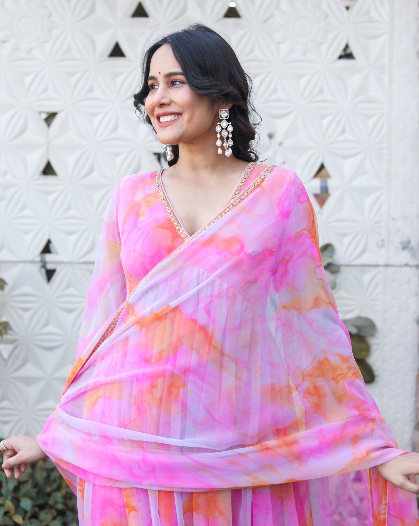 Layla Pink Multicoloured Suit Set