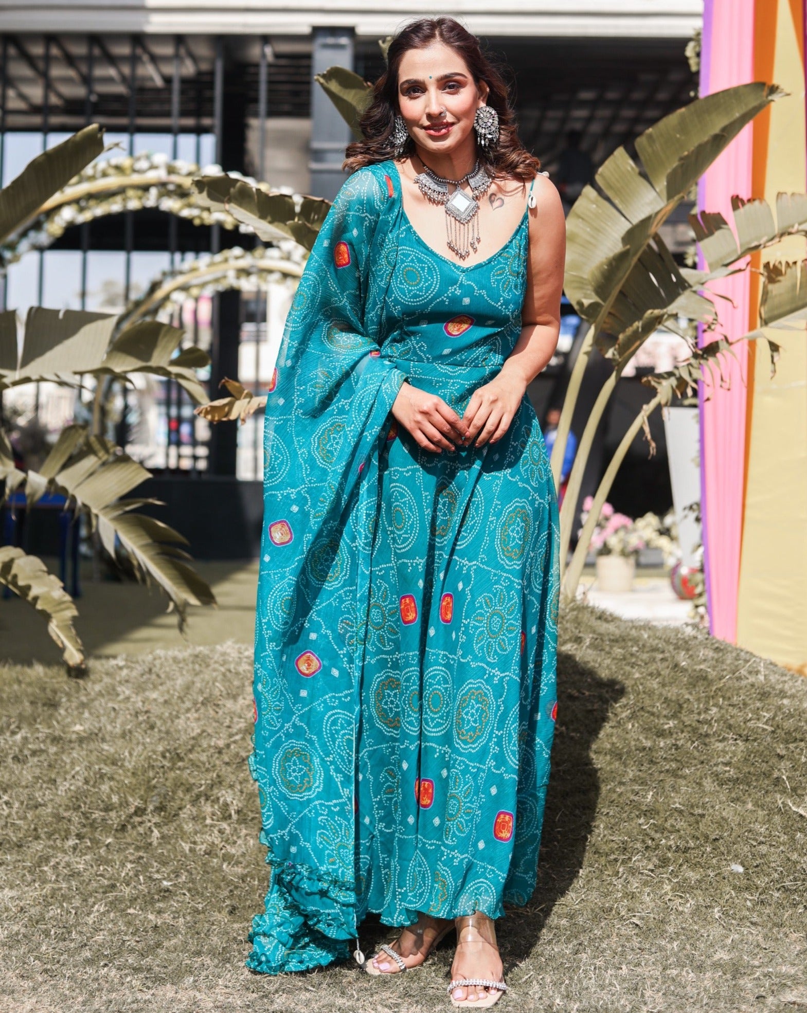 Aasmani Blue Bandhej Suit Set