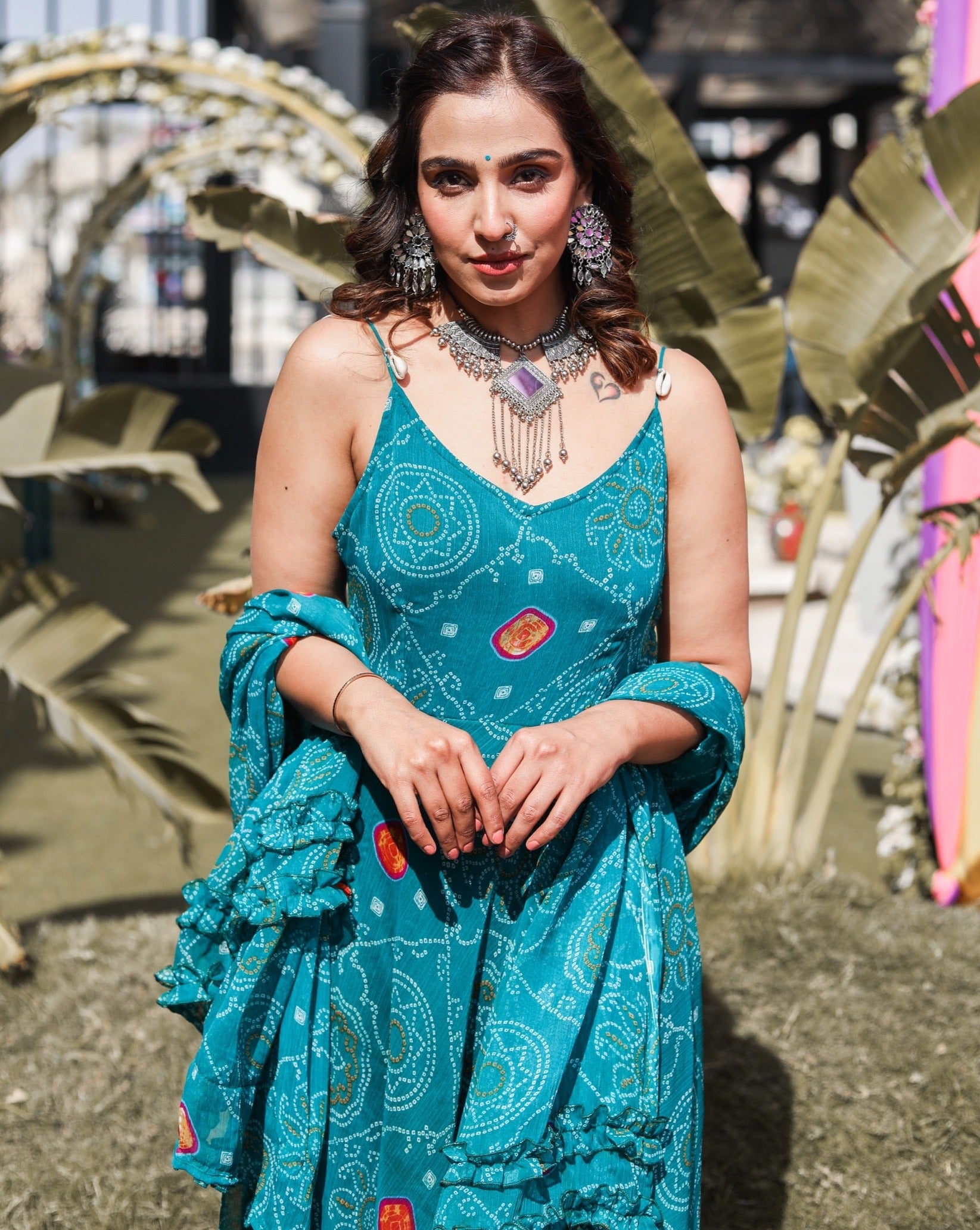 Aasmani Blue Bandhej Suit Set