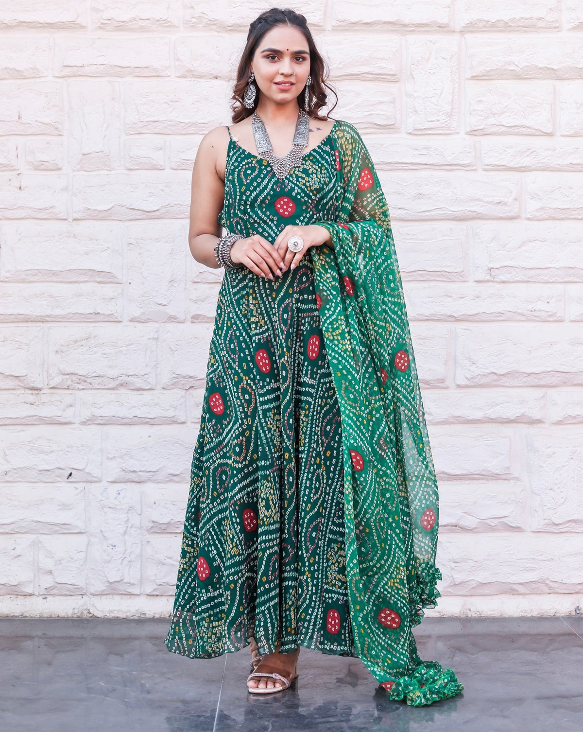 Hara Green Bandhej Suit Set