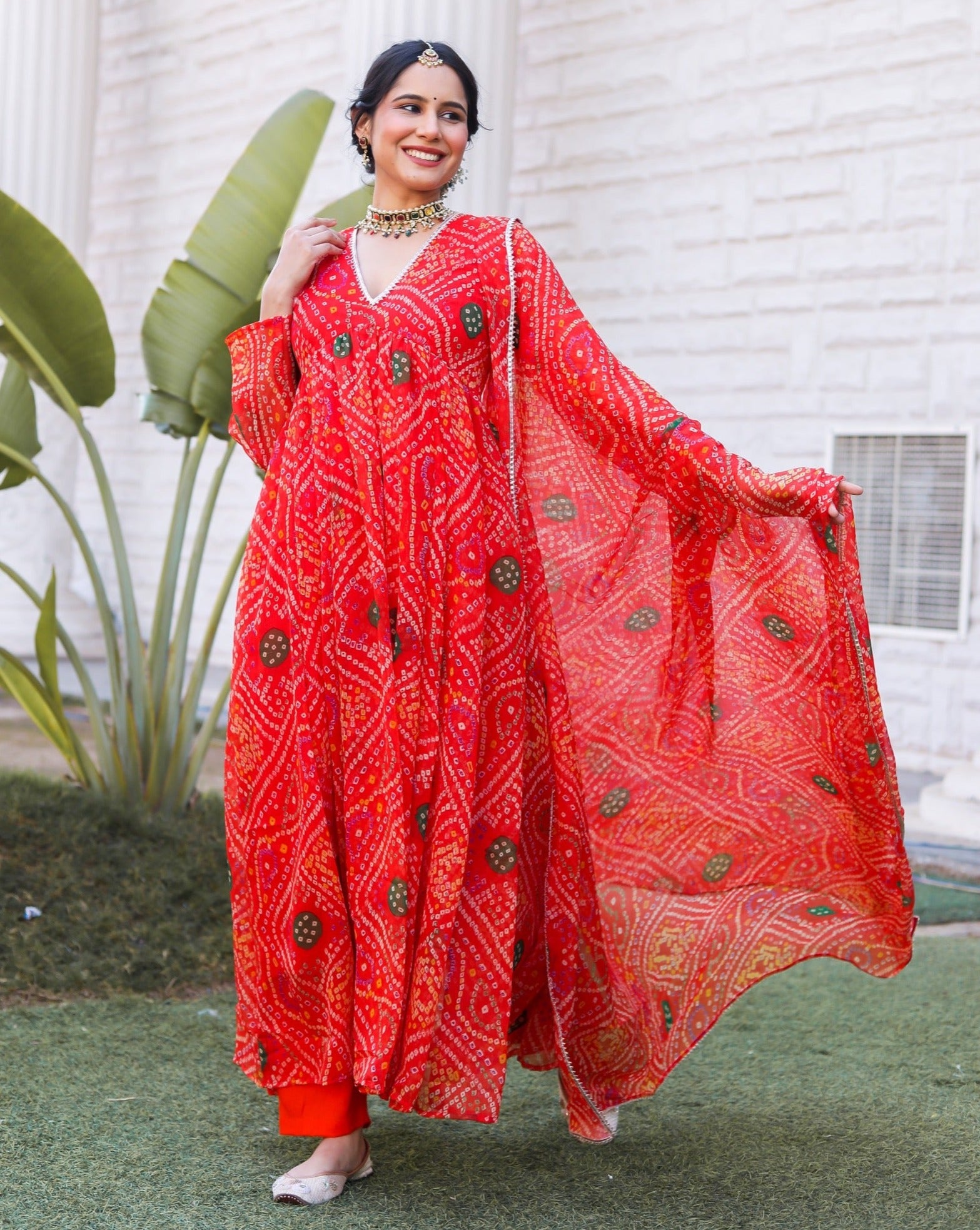 Aria Red Bandhani Suit Set