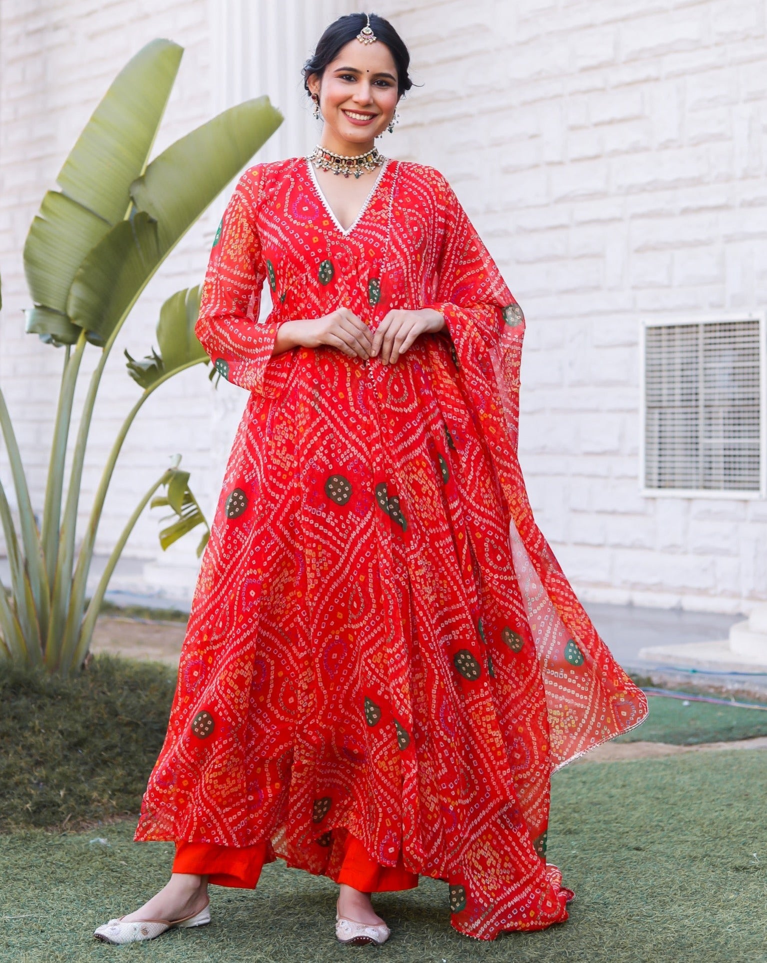 Aria Red Bandhani Suit Set