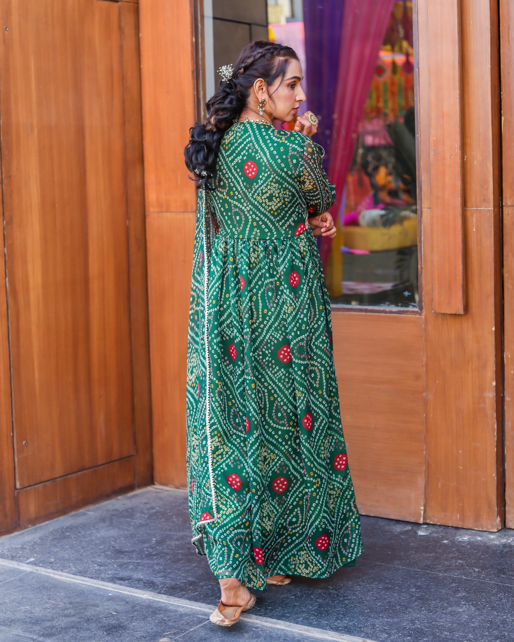 Kavya Green Bandhani Suit set