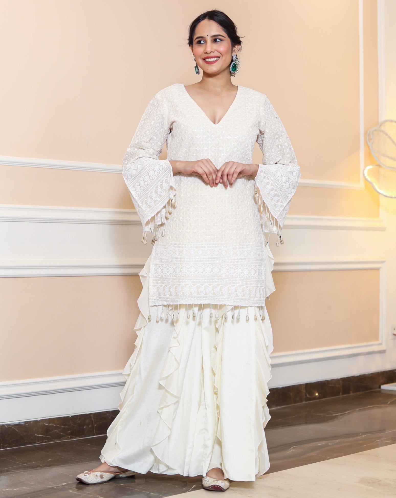 Chandani White Chikankari Sharara Set
