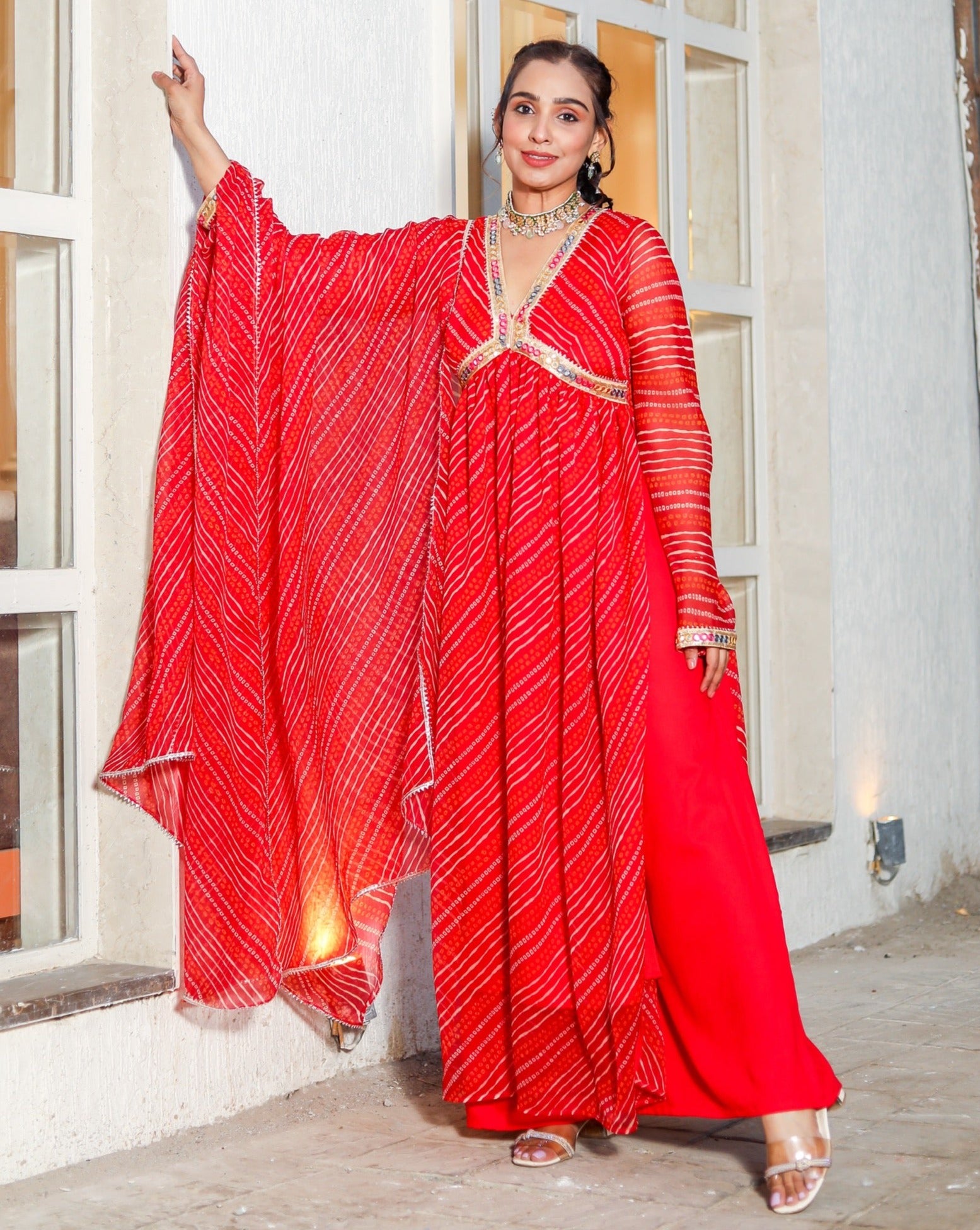 Vinaya Red Bandhani Suit set