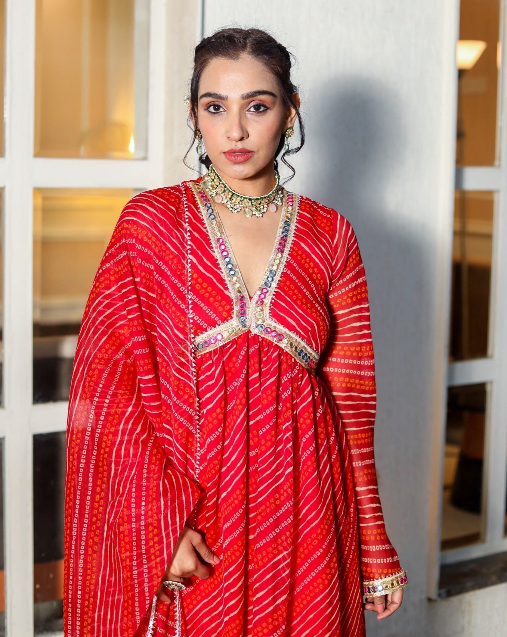 Vinaya Red Bandhani Suit set