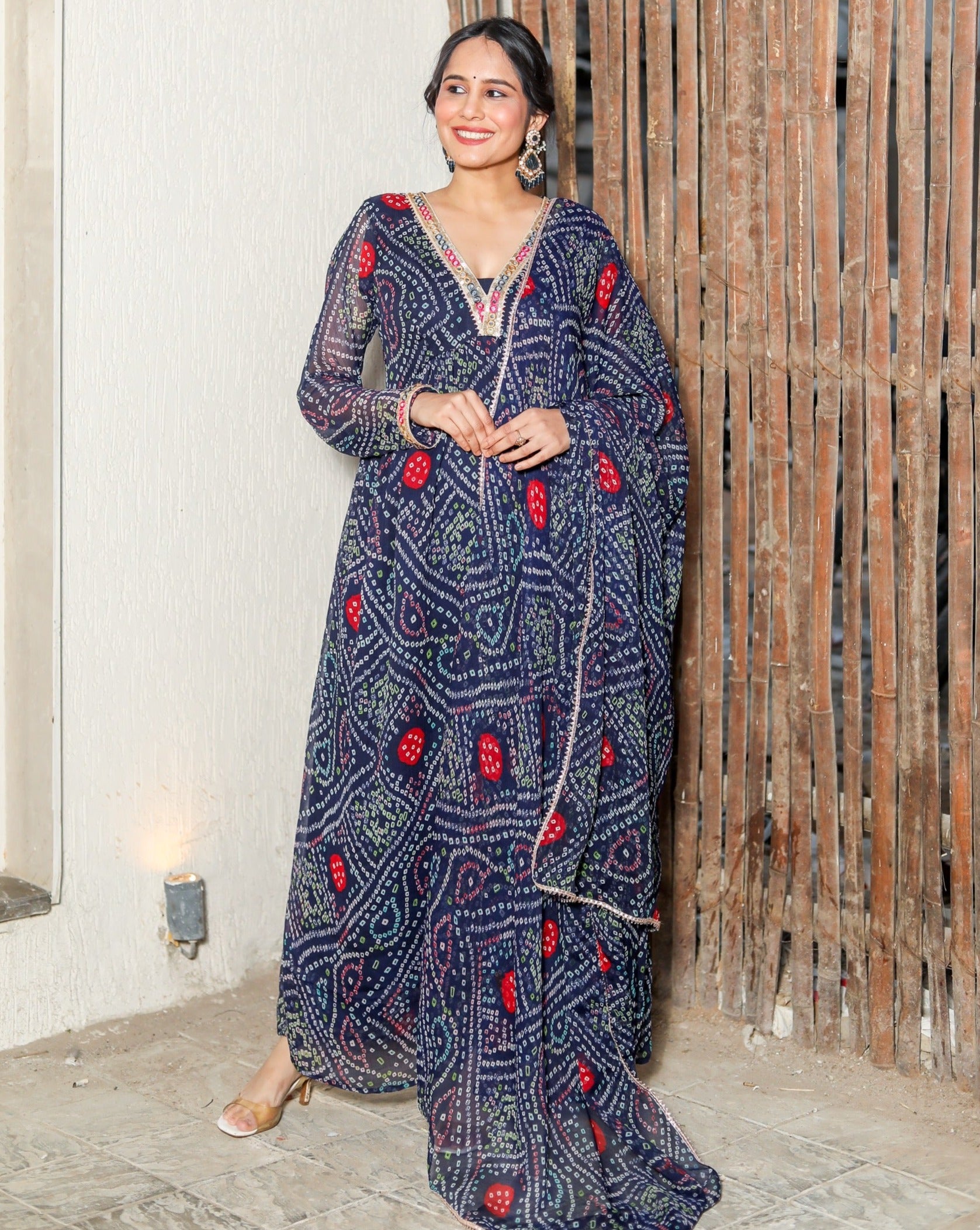 Brinda Blue Bandhani Suit Set