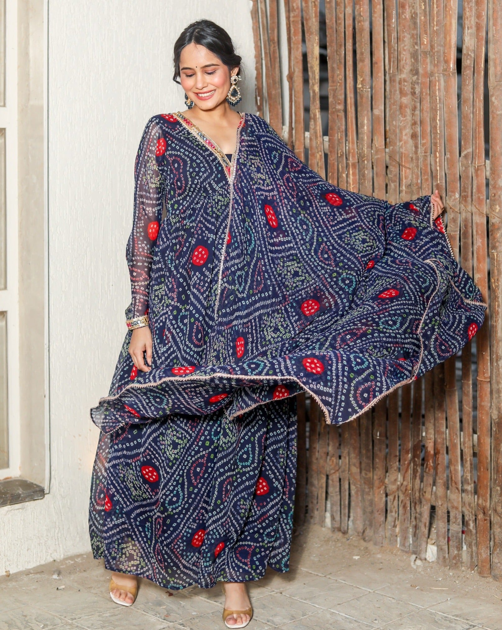 Brinda Blue Bandhani Suit Set