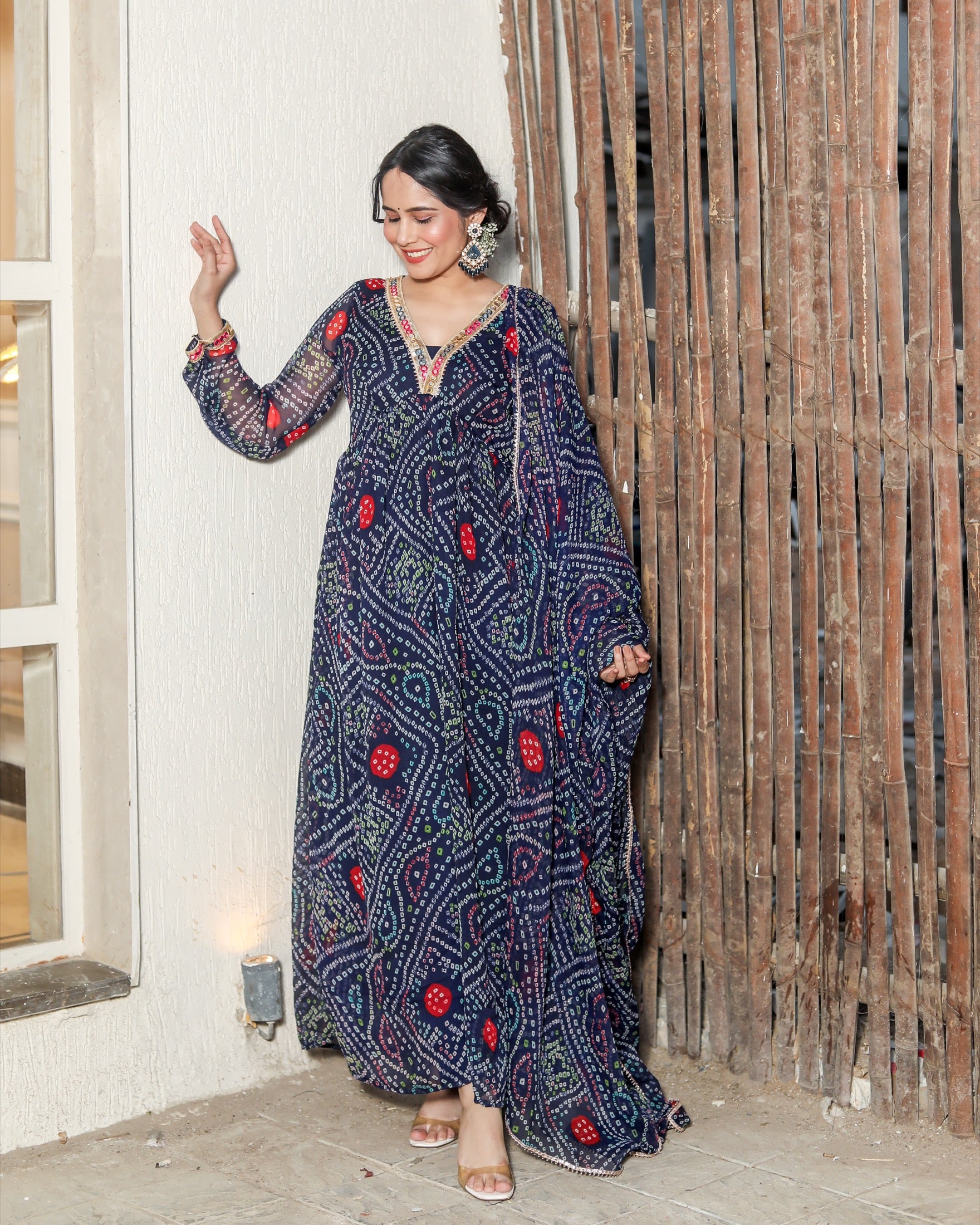 Brinda Blue Bandhani Suit Set